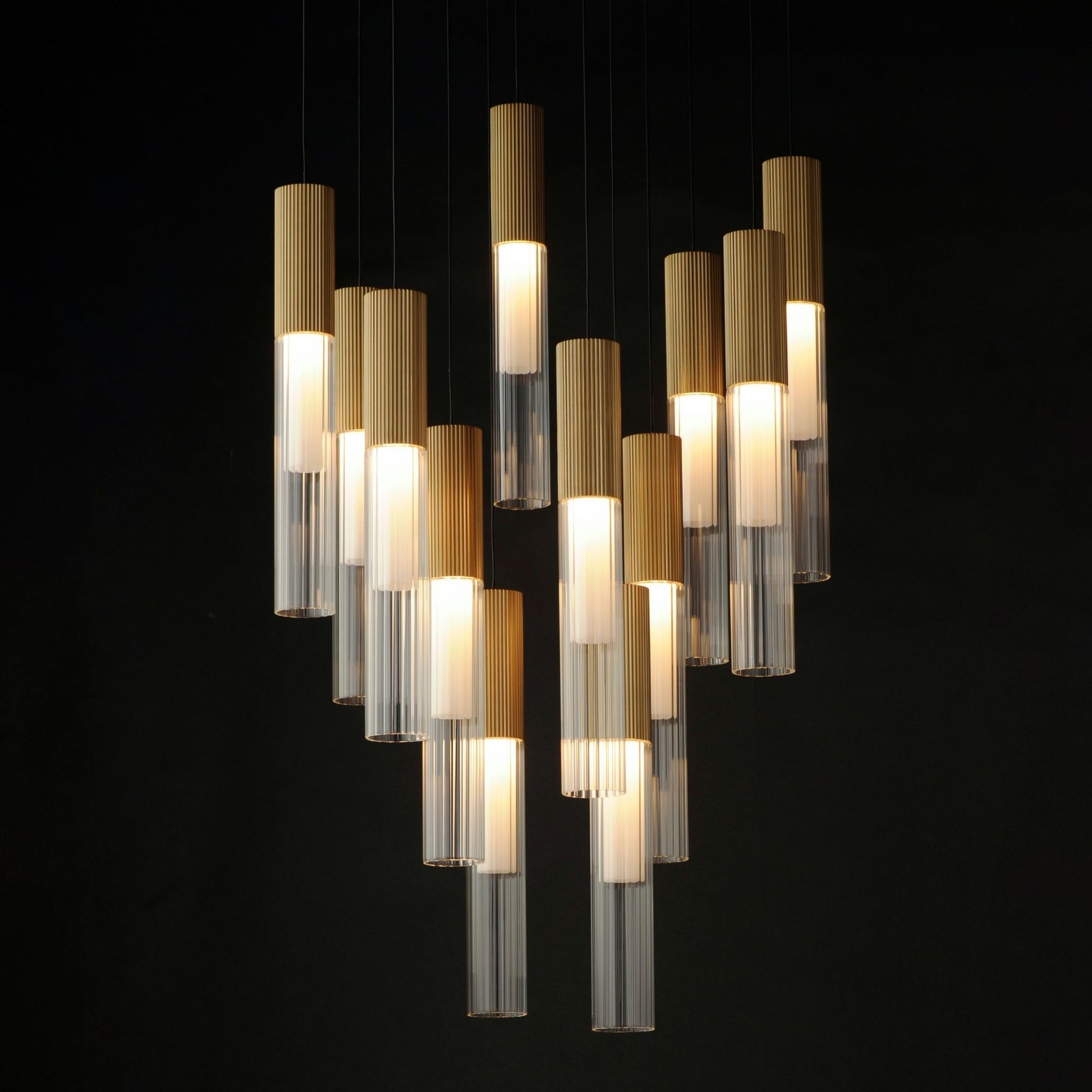 ET2 Lighting - Reeds 21" 12-Light LED Pendant, Gold Finish | Bees Lighting