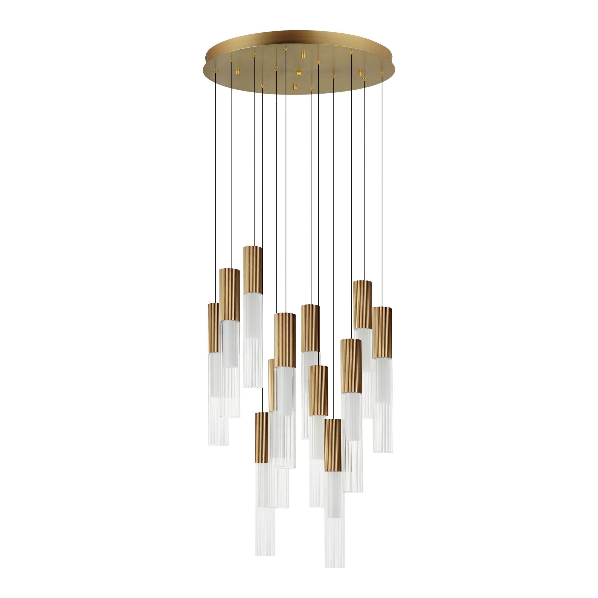 ET2 Lighting - Reeds 21" 12-Light LED Pendant, Gold Finish | Bees Lighting