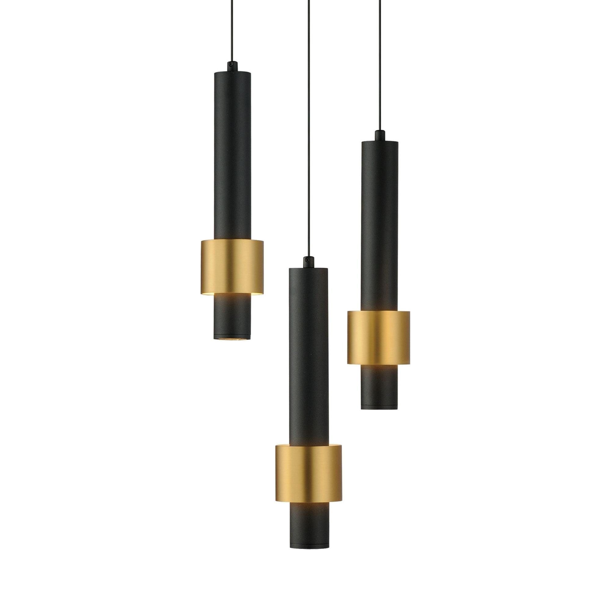 Reveal 11" 3-Light LED Pendant, Black & Gold Finish