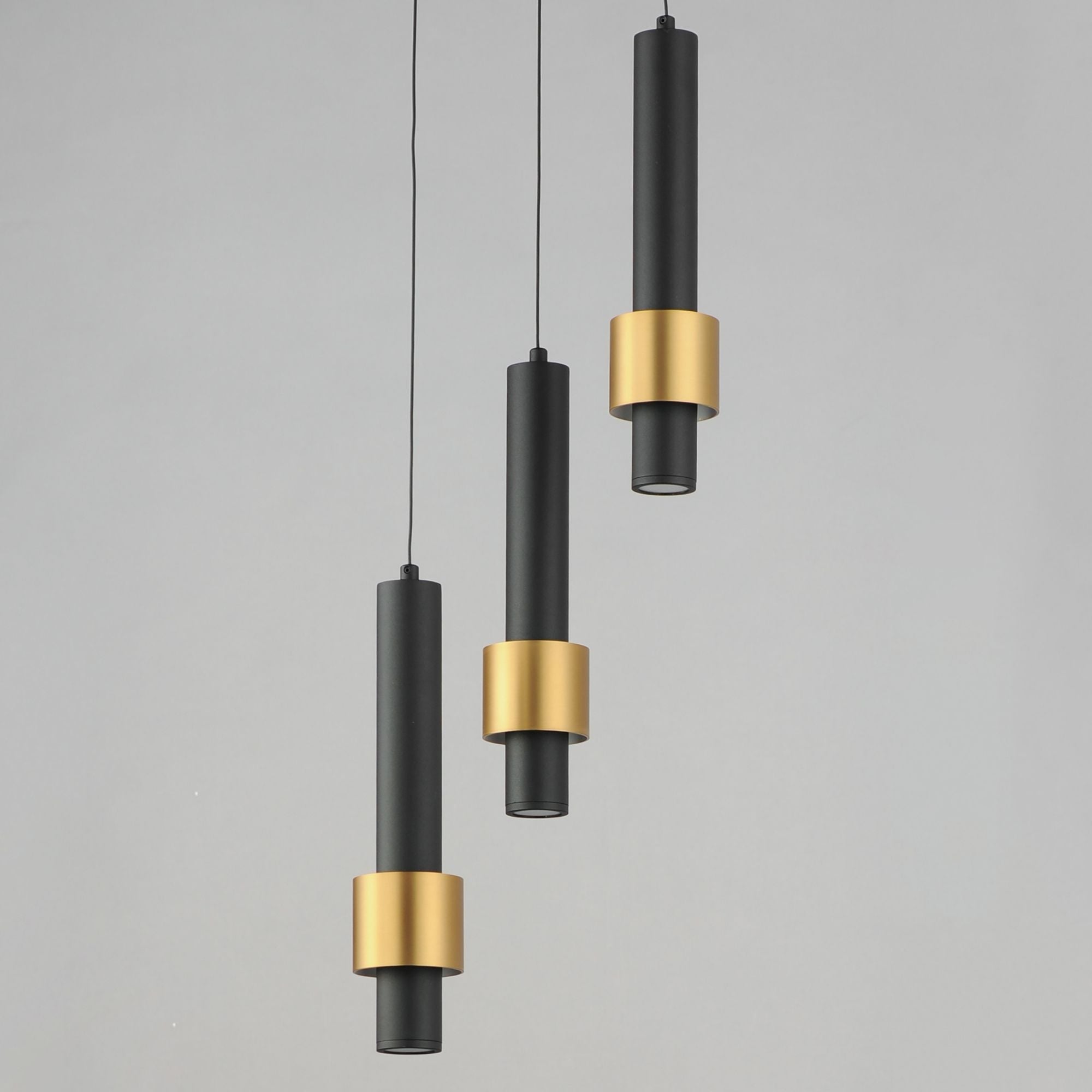 Reveal 11" 3-Light LED Pendant, Black & Gold Finish