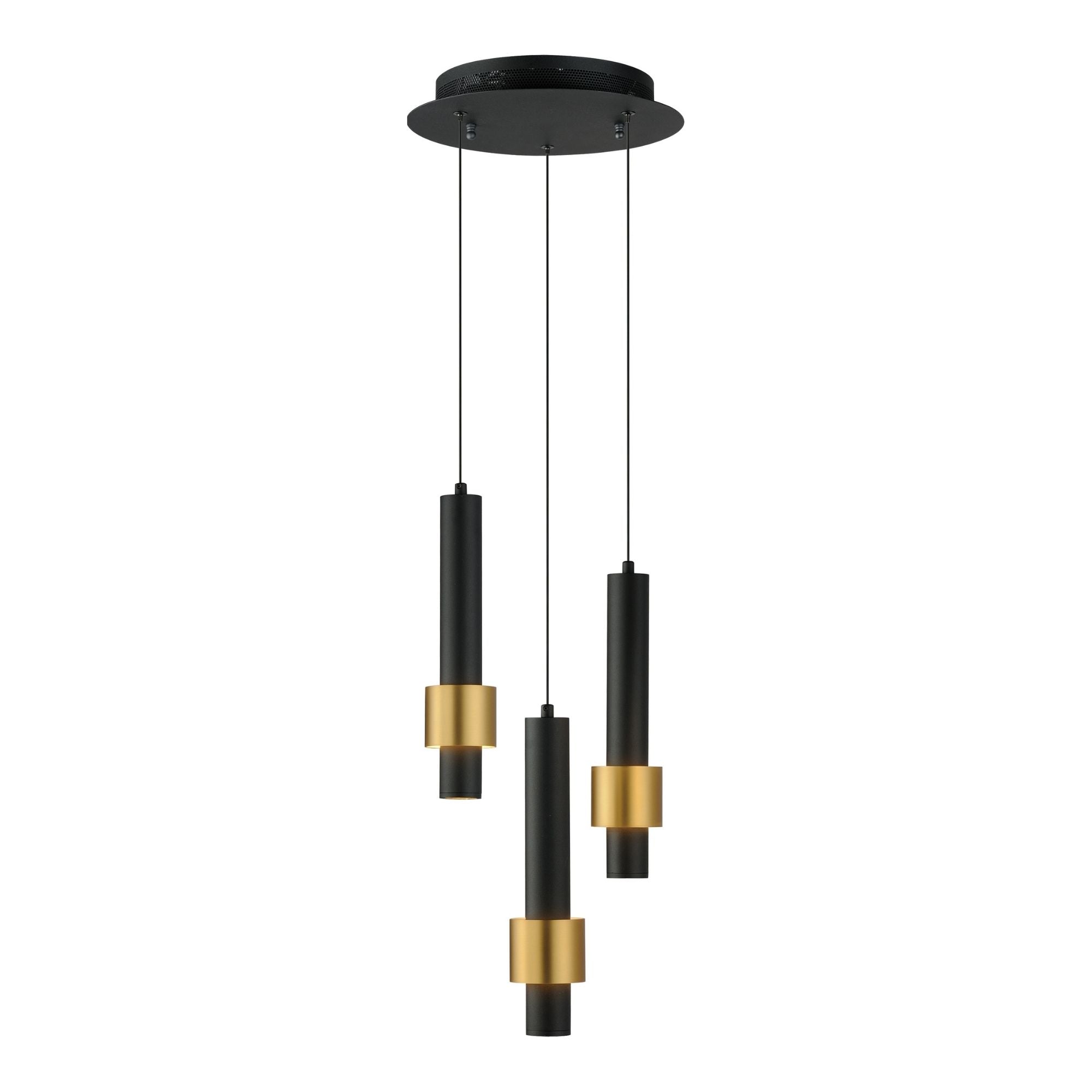 Reveal 11" 3-Light LED Pendant, Black & Gold Finish