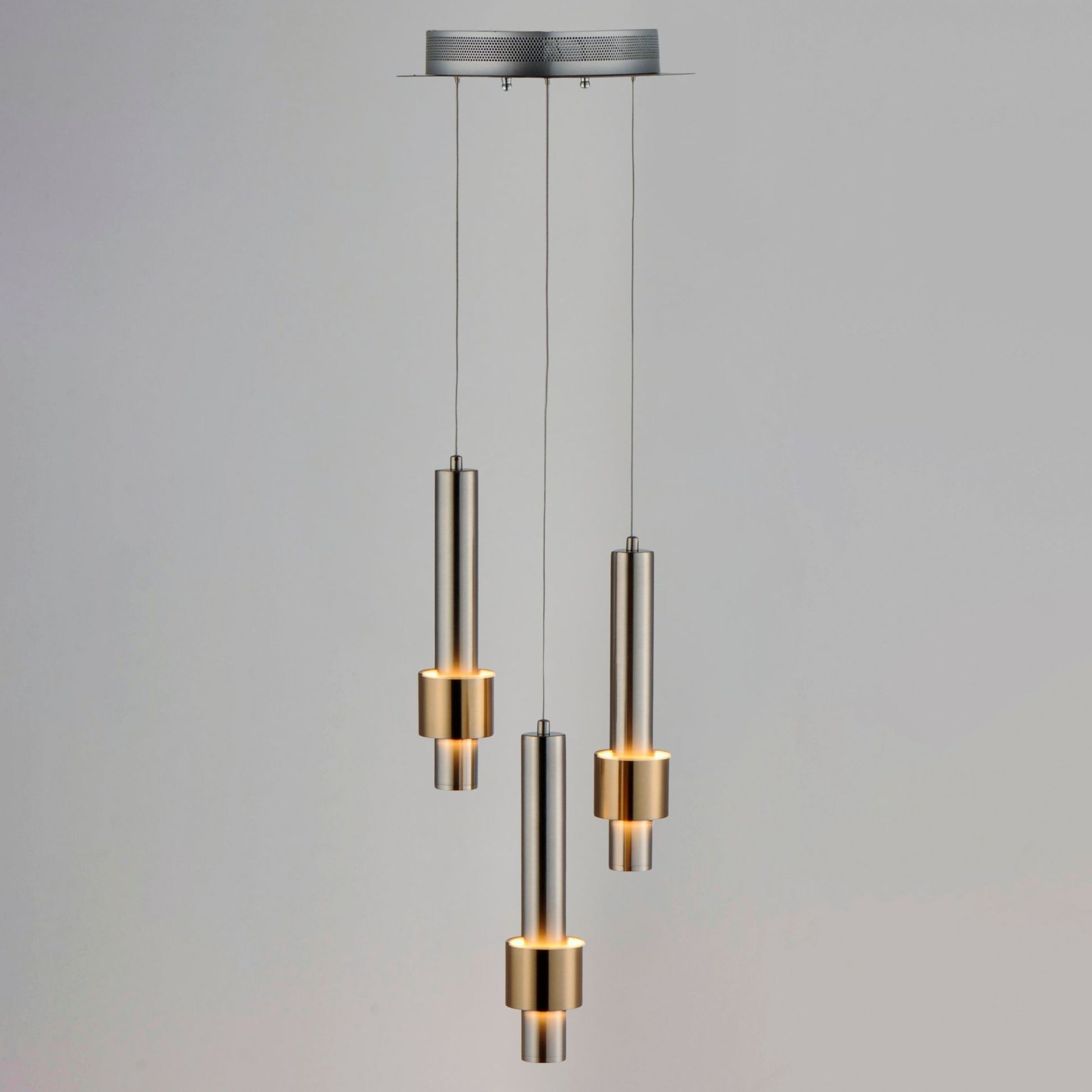 ET2 Lighting - Reveal 11" 3-Light LED Pendant, Satin Nickel & Satin Brass Finish | Bees Lighting