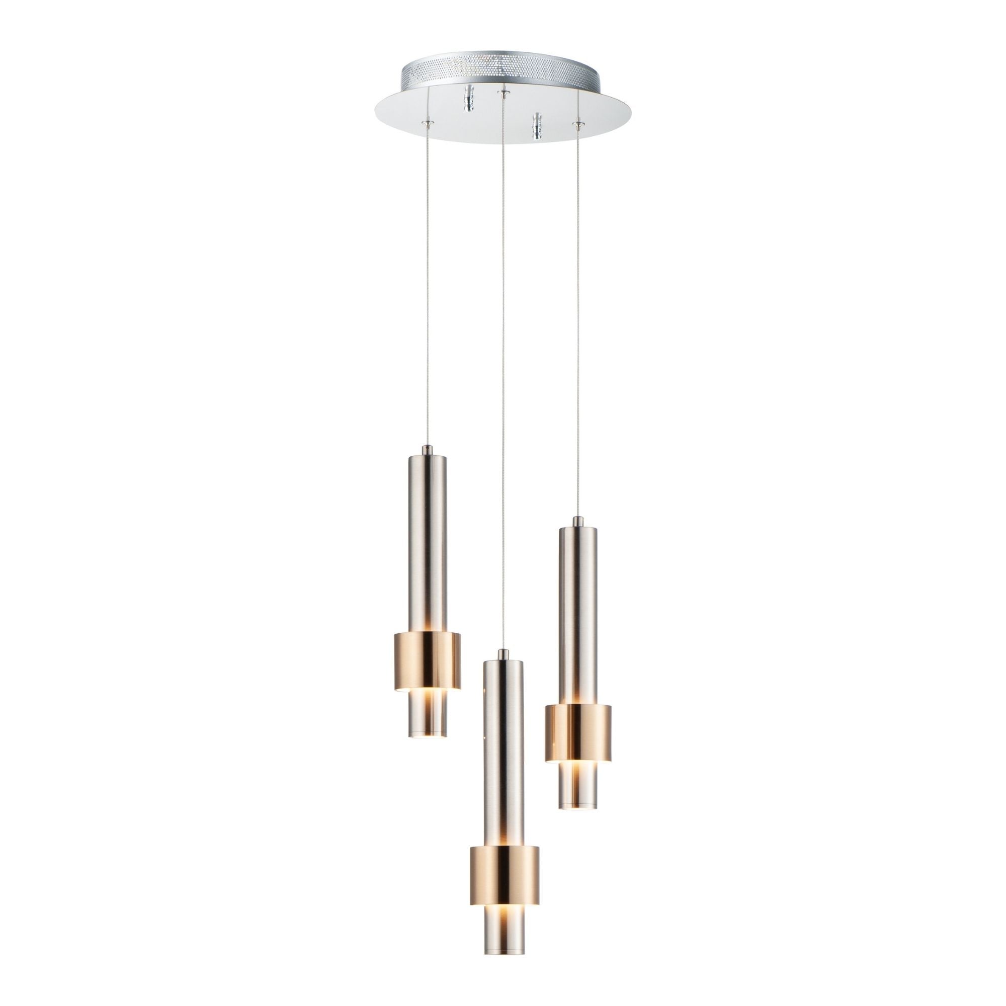 ET2 Lighting - Reveal 11" 3-Light LED Pendant, Satin Nickel & Satin Brass Finish | Bees Lighting