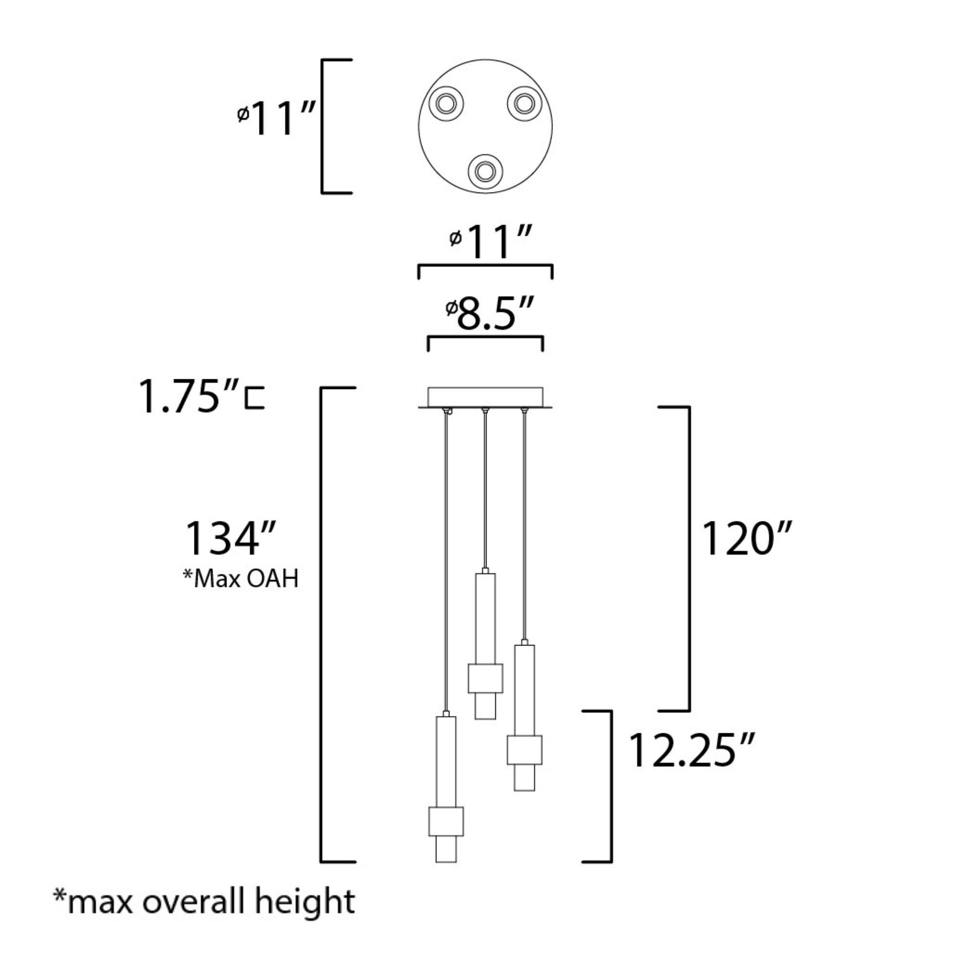 ET2 Lighting - Reveal 11" 3-Light LED Pendant, Satin Nickel & Satin Brass Finish | Bees Lighting