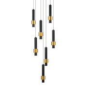 ET2 Lighting - Reveal 18" 7-Light LED Pendant, Black & Gold Finish | Bees Lighting