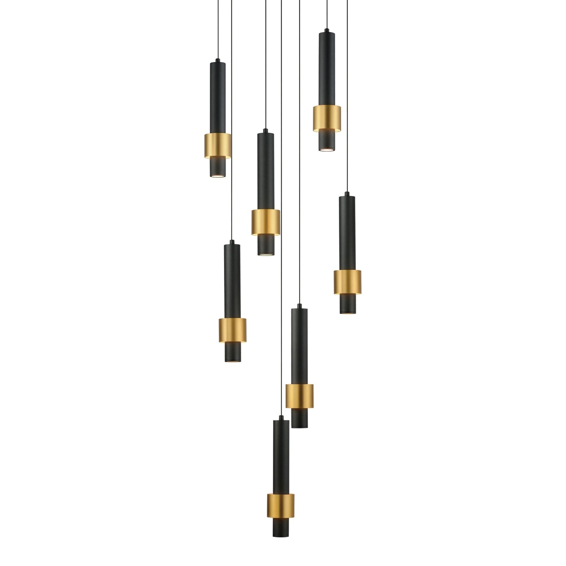 ET2 Lighting - Reveal 18" 7-Light LED Pendant, Black & Gold Finish | Bees Lighting