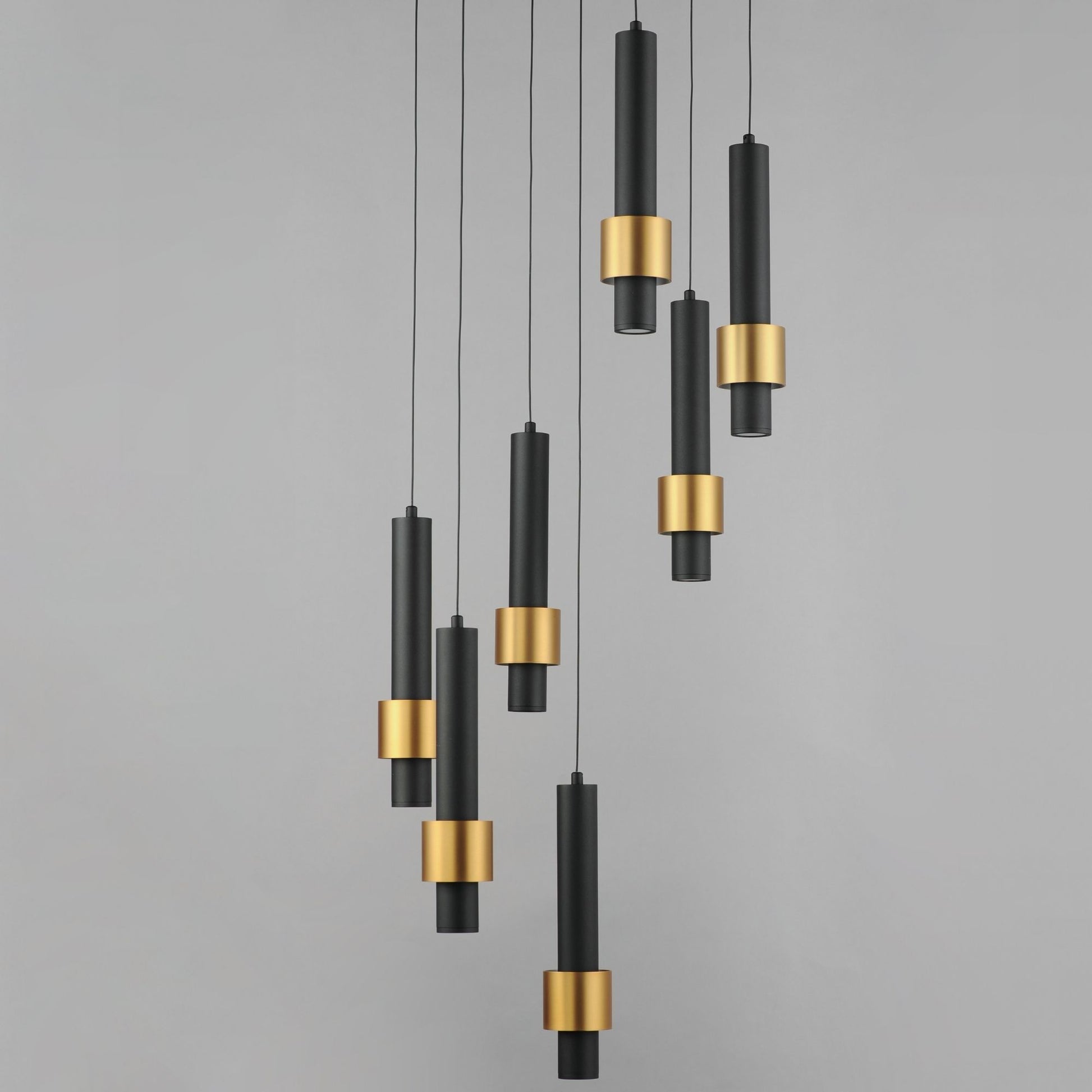 ET2 Lighting - Reveal 18" 7-Light LED Pendant, Black & Gold Finish | Bees Lighting