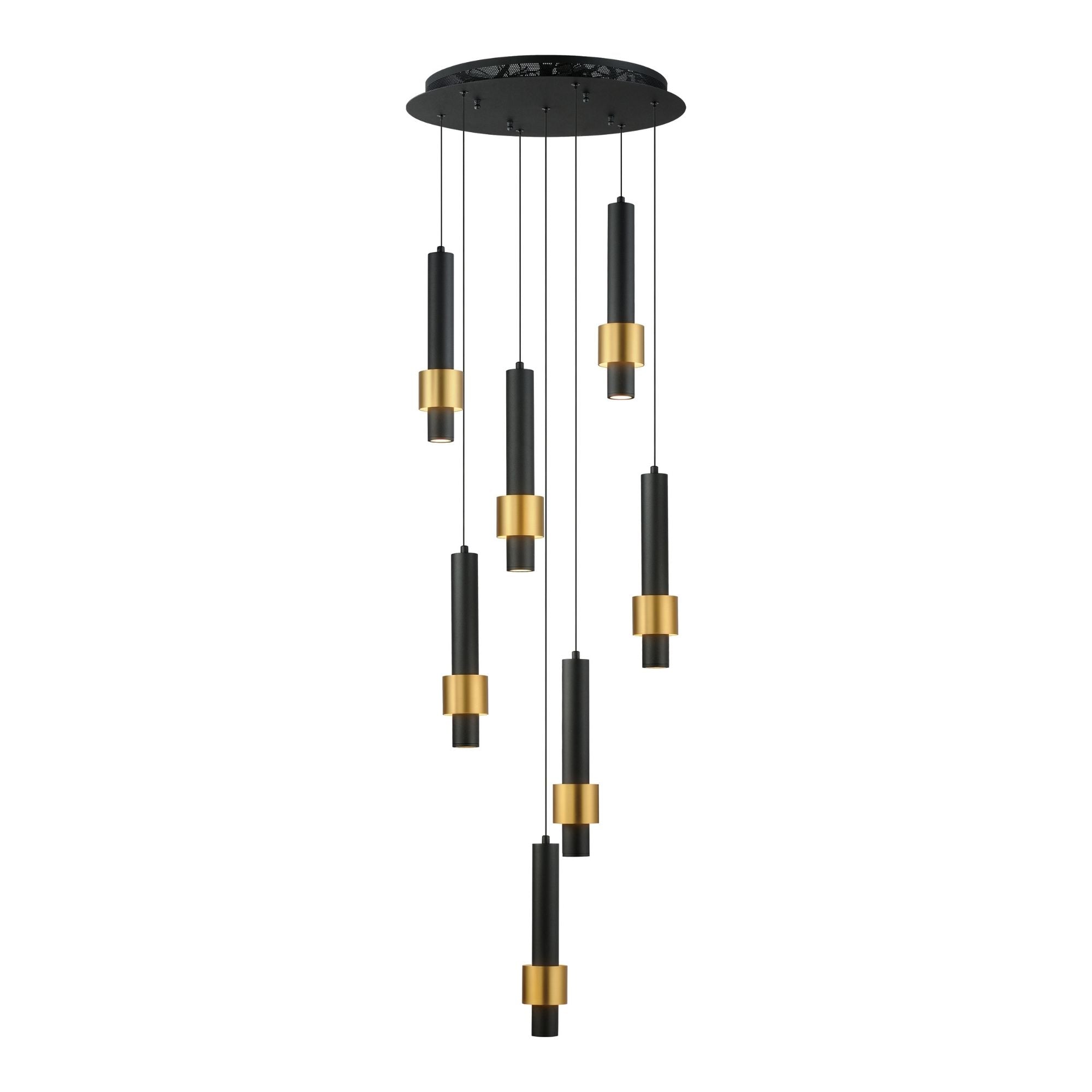 ET2 Lighting - Reveal 18" 7-Light LED Pendant, Black & Gold Finish | Bees Lighting