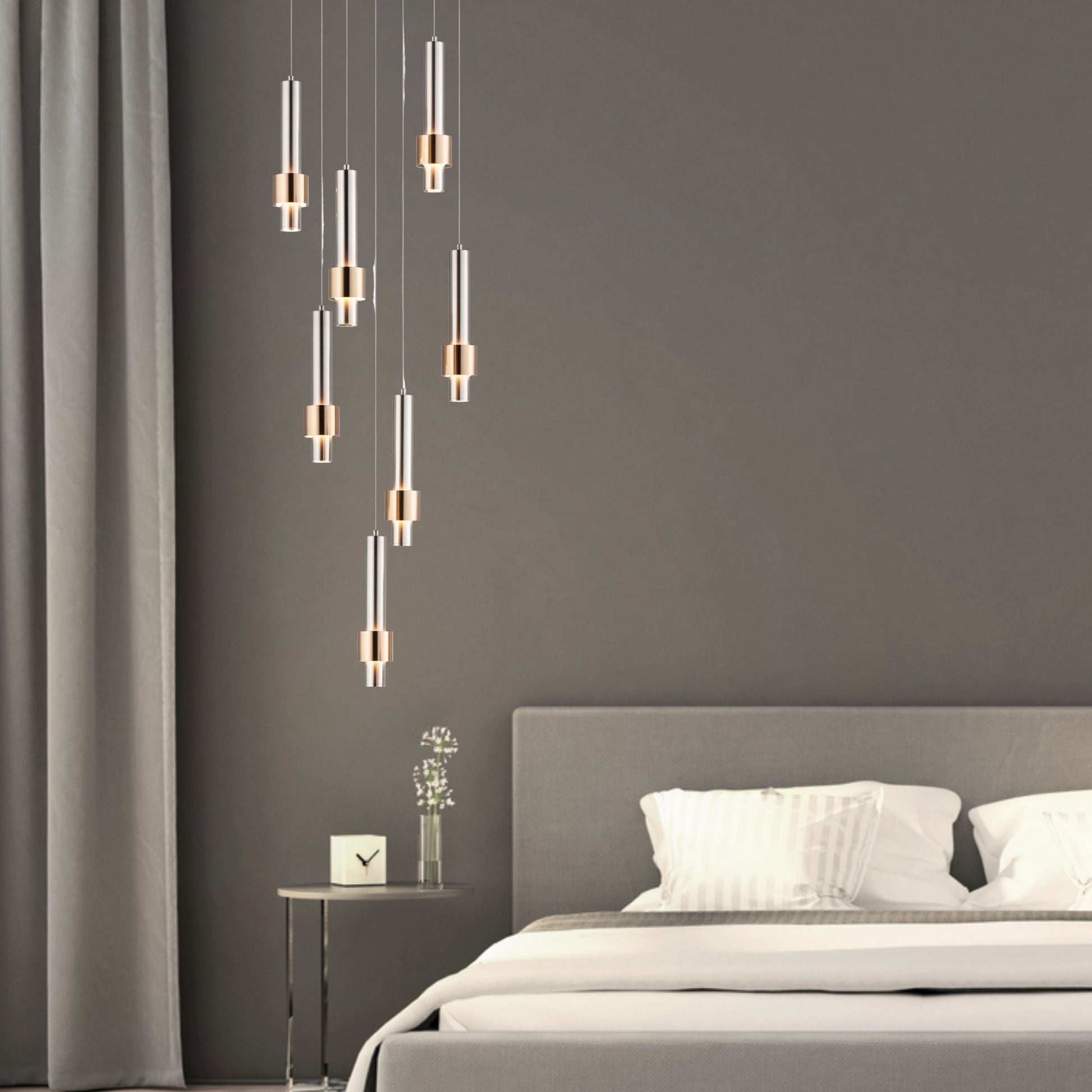 ET2 Lighting - Reveal 18" 7-Light LED Pendant, Satin Nickel & Satin Brass Finish | Bees Lighting