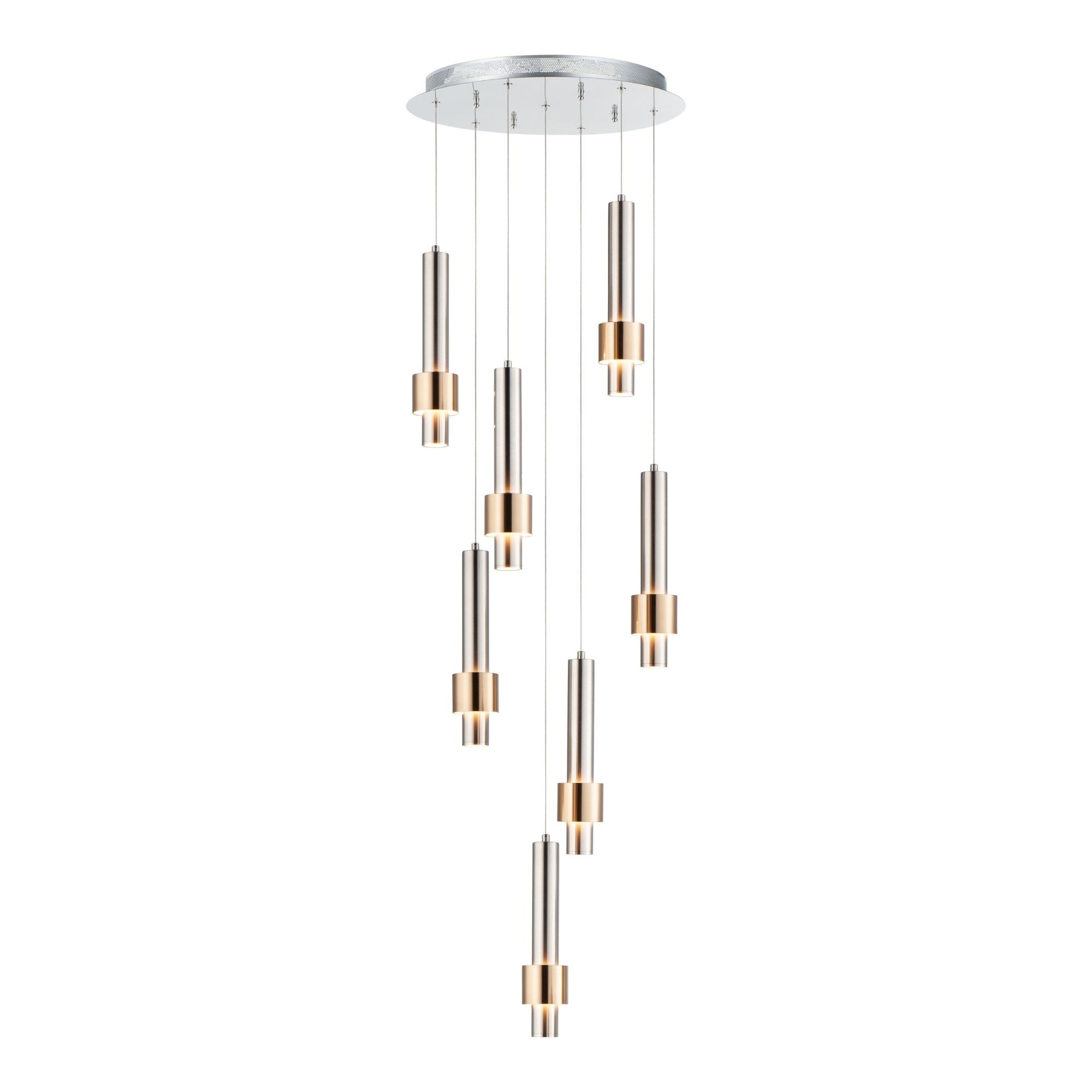 ET2 Lighting - Reveal 18" 7-Light LED Pendant, Satin Nickel & Satin Brass Finish | Bees Lighting