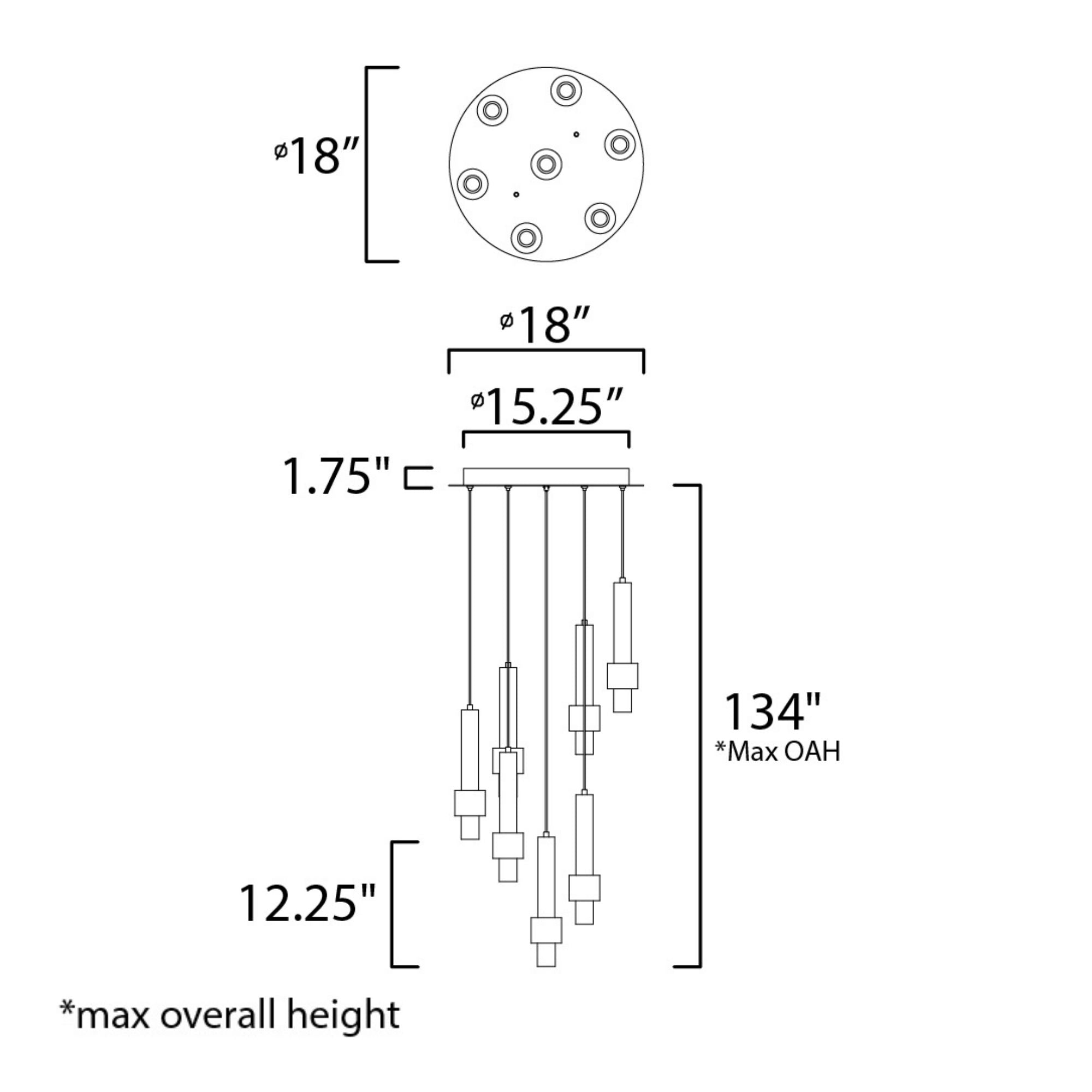 ET2 Lighting - Reveal 18" 7-Light LED Pendant, Satin Nickel & Satin Brass Finish | Bees Lighting