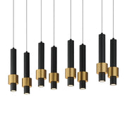 ET2 Lighting - Reveal 32" 8-Light Linear LED Pendant, Black & Gold Finish | Bees Lighting