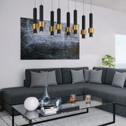 ET2 Lighting - Reveal 32" 8-Light Linear LED Pendant, Black & Gold Finish | Bees Lighting