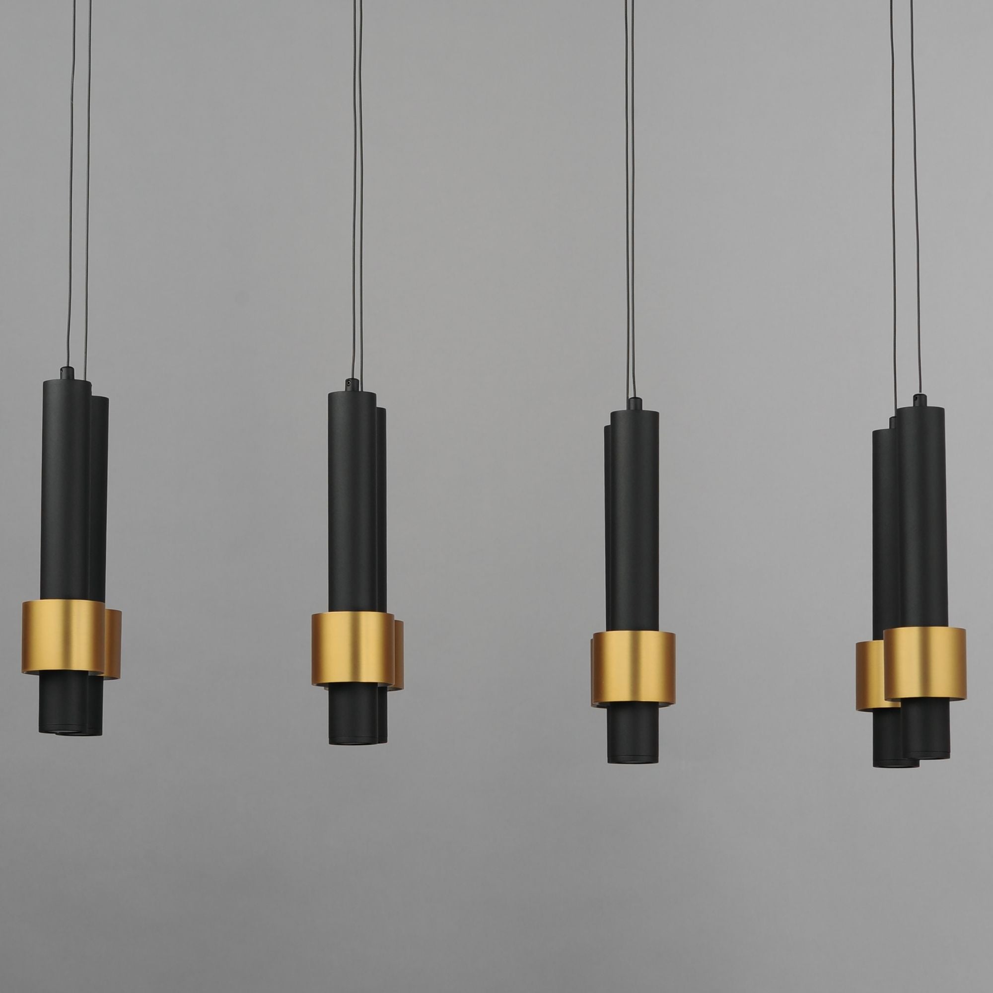 ET2 Lighting - Reveal 32" 8-Light Linear LED Pendant, Black & Gold Finish | Bees Lighting