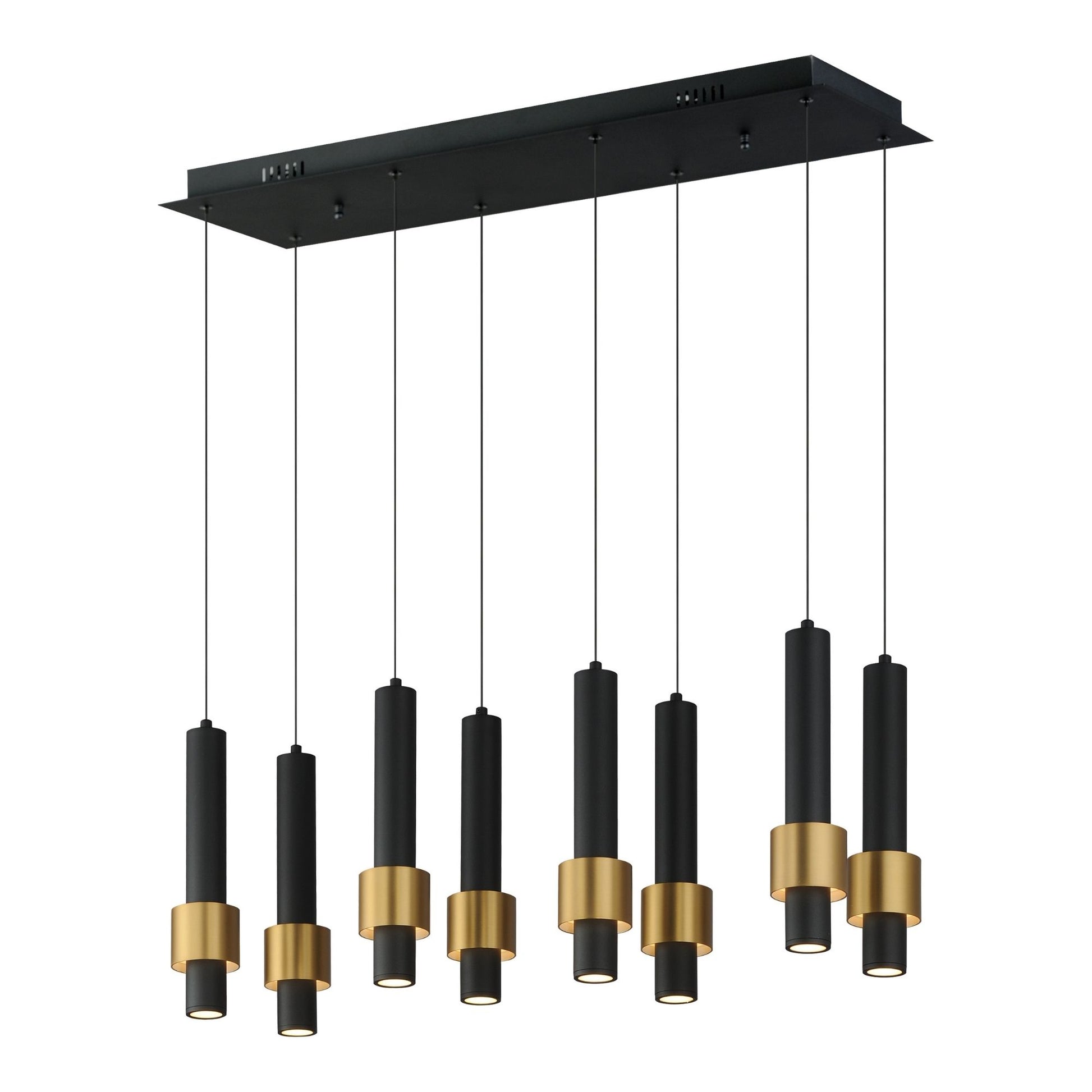 ET2 Lighting - Reveal 32" 8-Light Linear LED Pendant, Black & Gold Finish | Bees Lighting