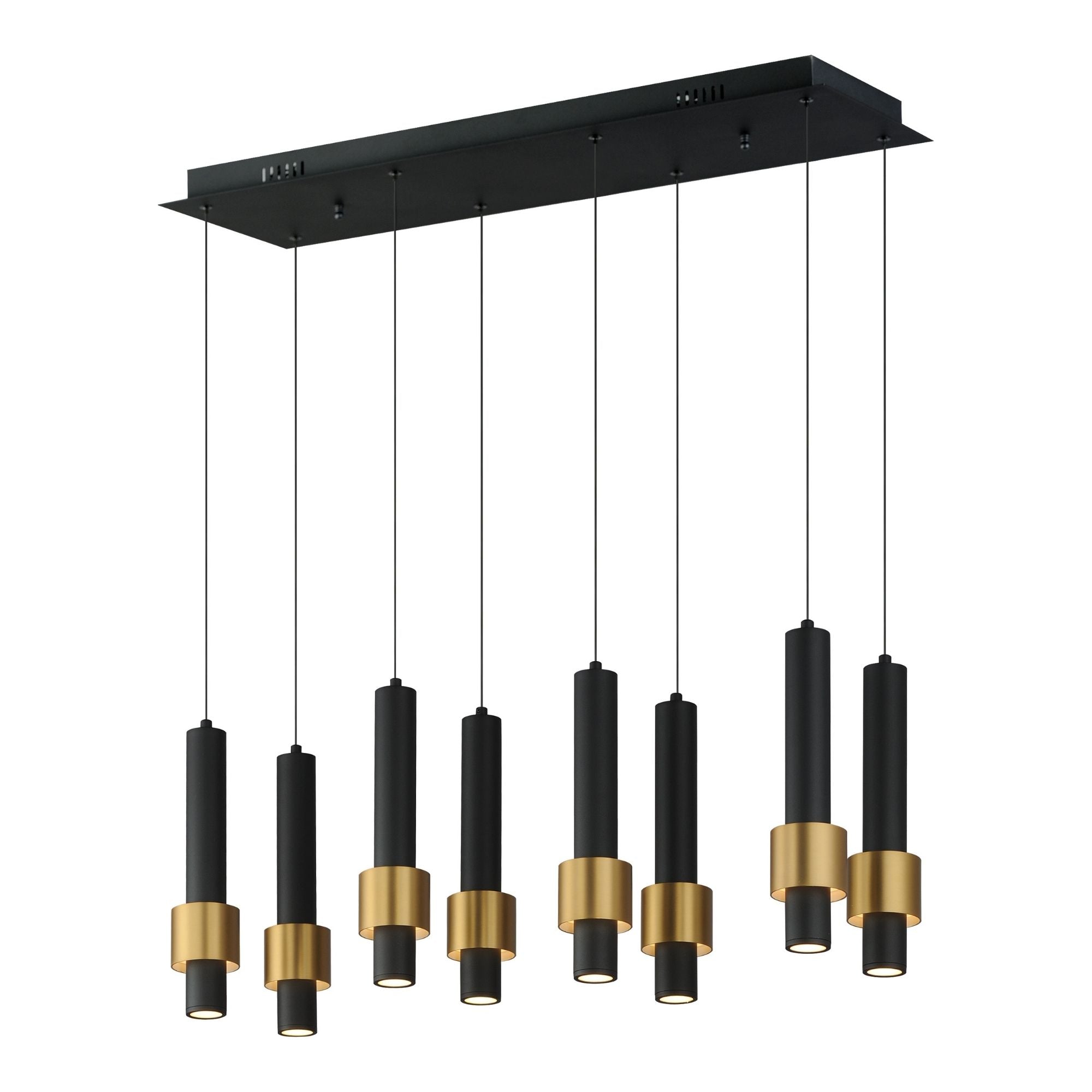 ET2 Lighting - Reveal 32" 8-Light Linear LED Pendant, Black & Gold Finish | Bees Lighting