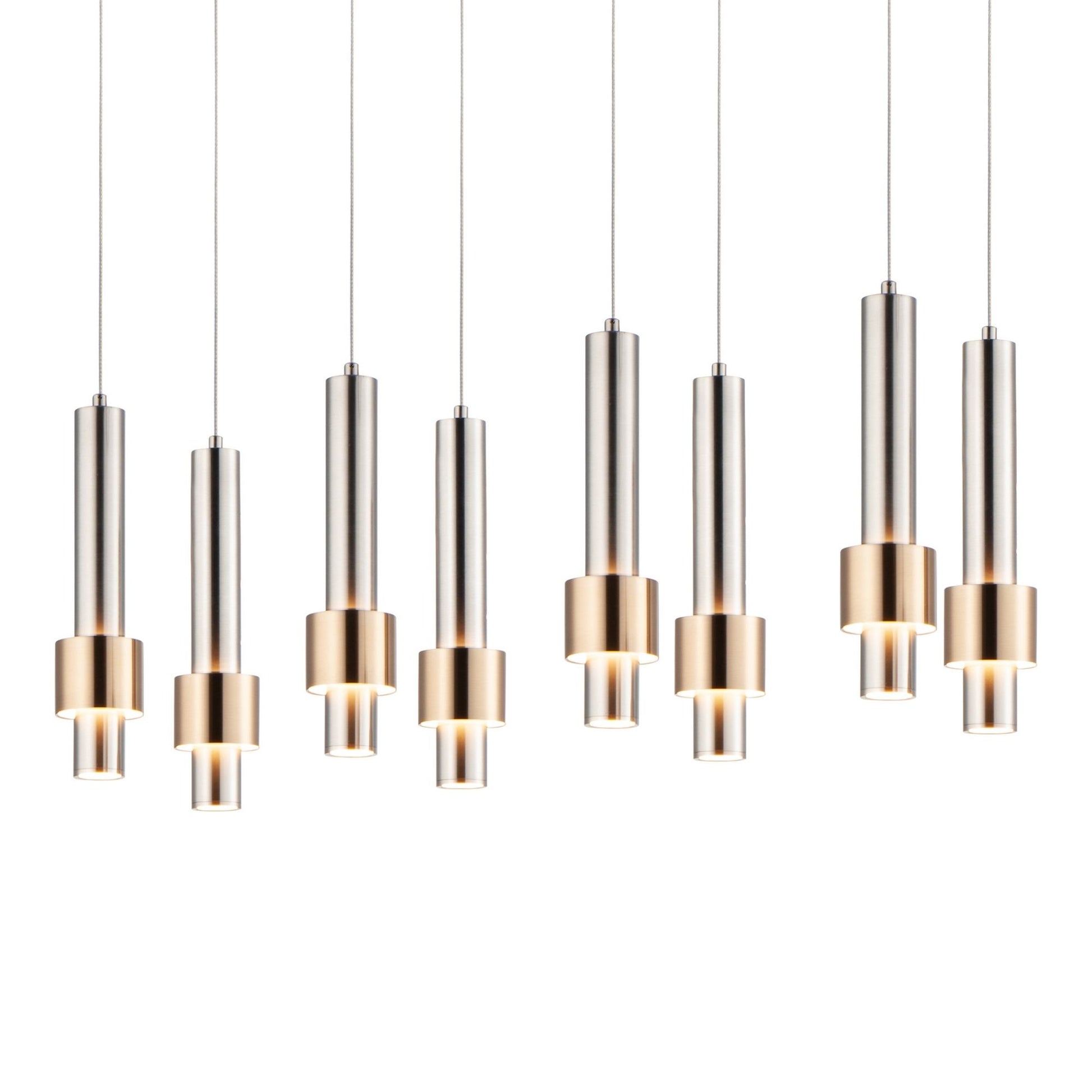 ET2 Lighting - Reveal 32" 8-Light Linear LED Pendant, Satin Nickel & Satin Brass Finish | Bees Lighting