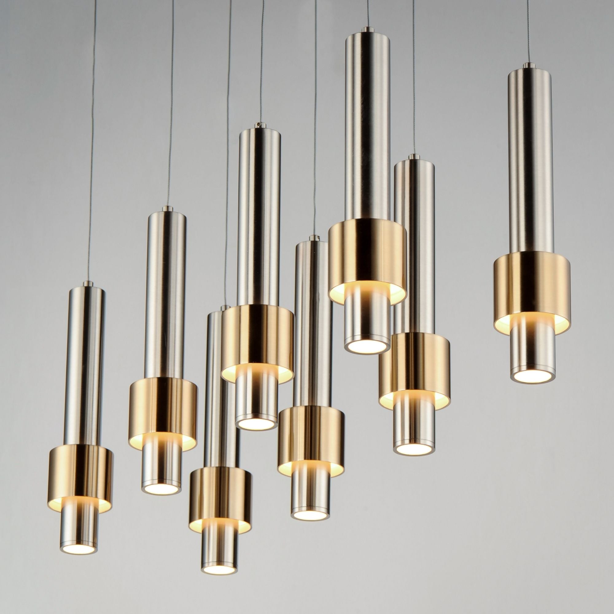 ET2 Lighting - Reveal 32" 8-Light Linear LED Pendant, Satin Nickel & Satin Brass Finish | Bees Lighting