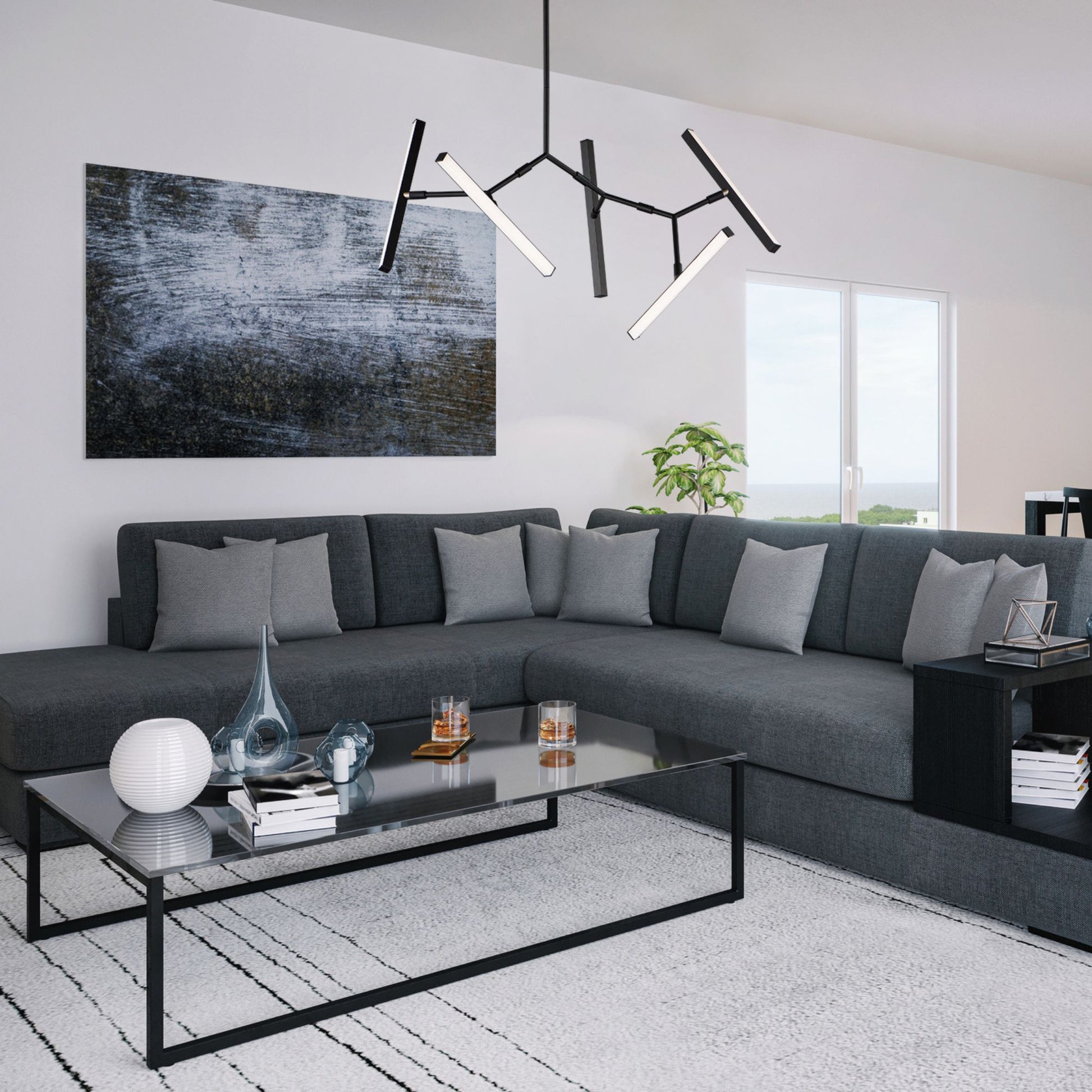 ET2 Lighting - Robotica 37" 5-Light LED Pendant, Black Finish | Bees Lighting