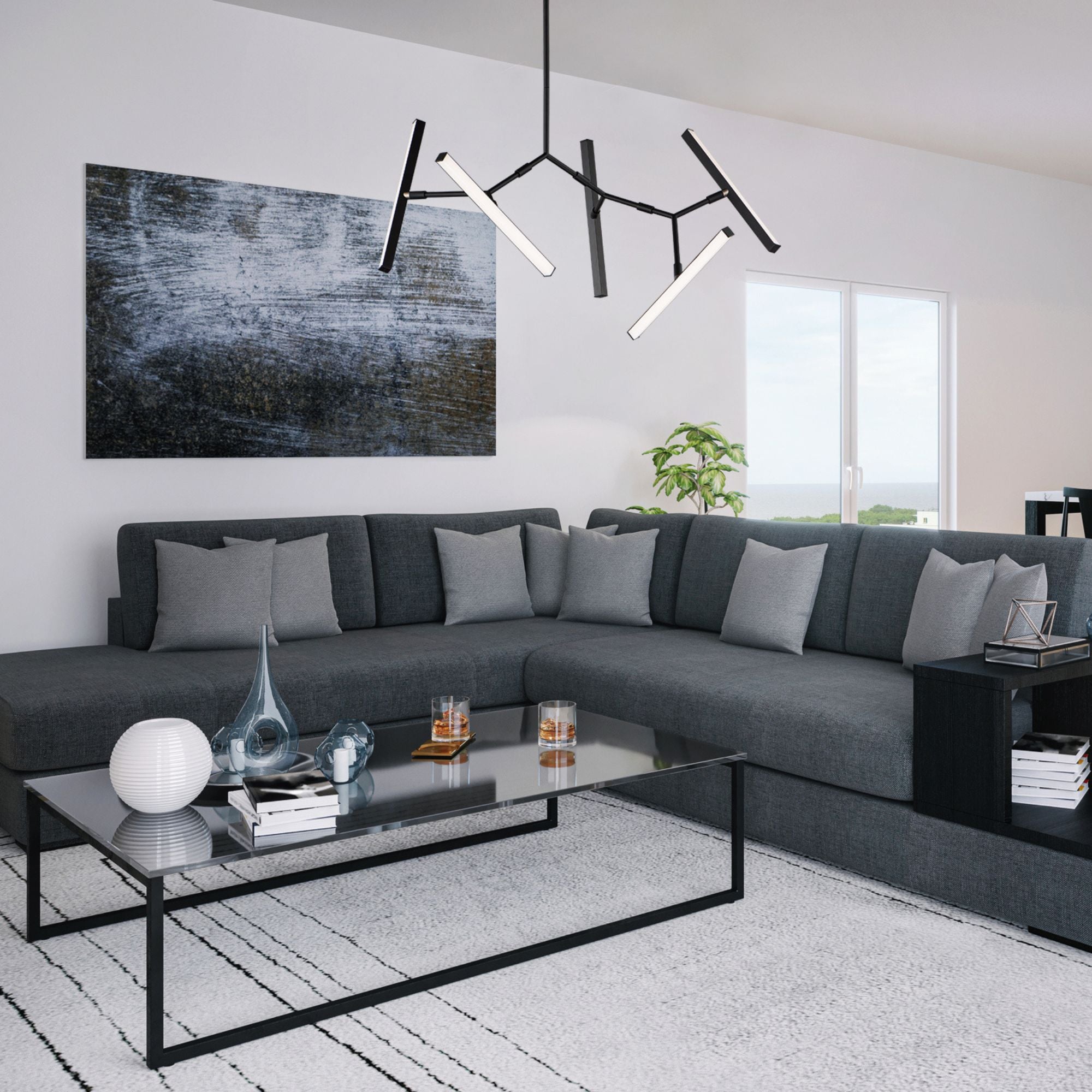 ET2 Lighting - Robotica 37" 5-Light LED Pendant, Black Finish | Bees Lighting