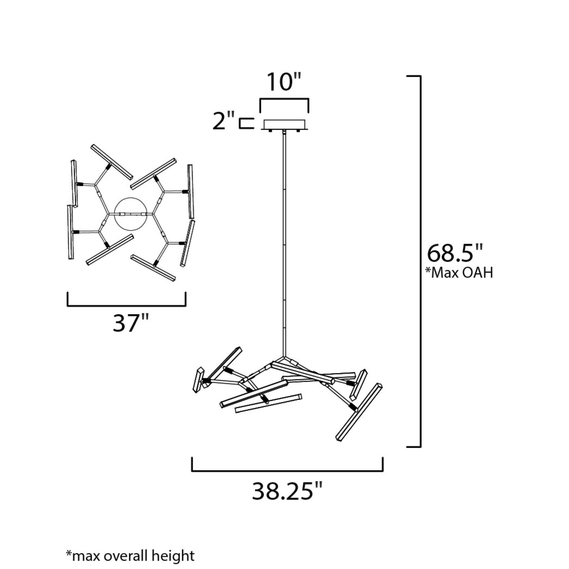 ET2 Lighting - Robotica 38" 8-Light LED Pendant, Black Finish | Bees Lighting