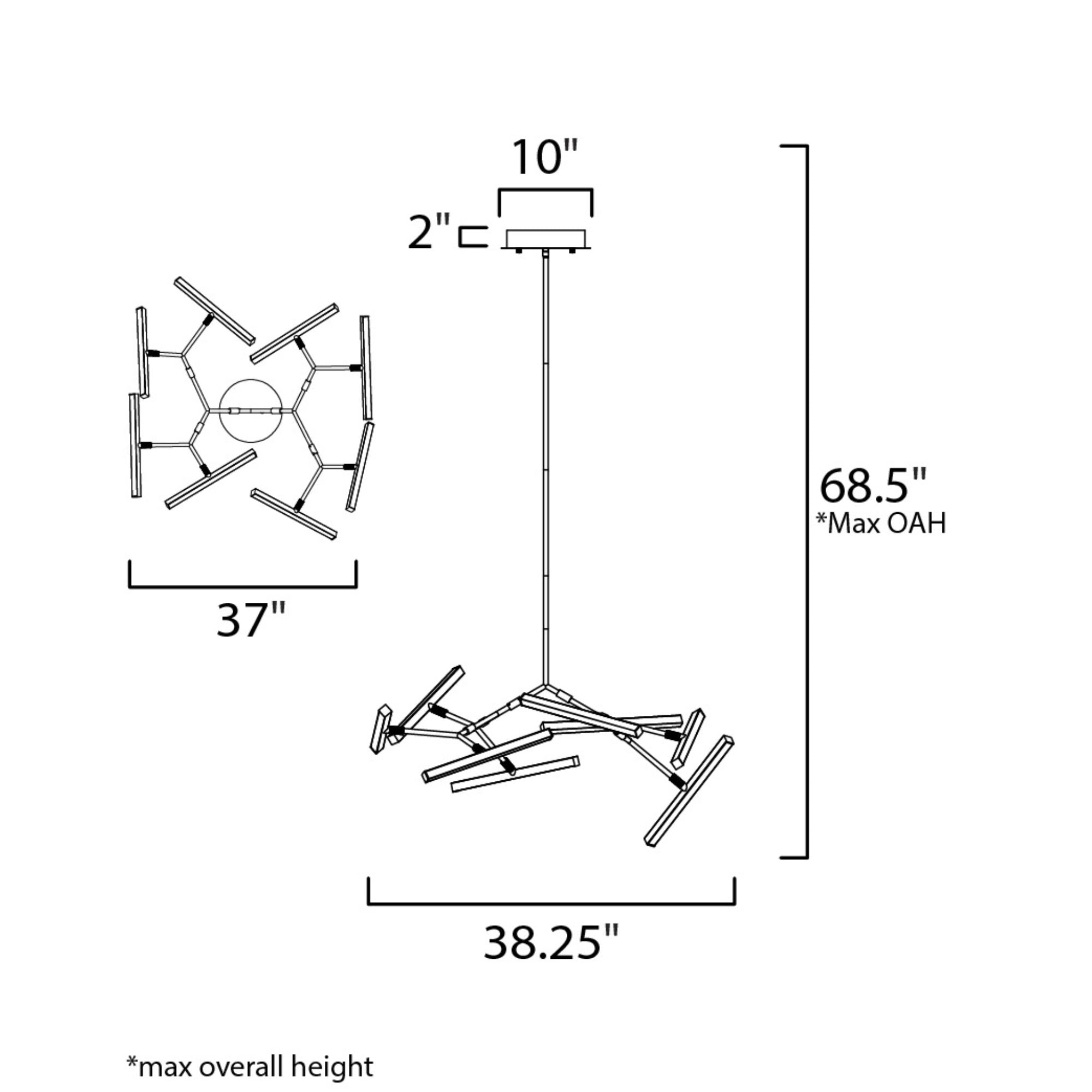 ET2 Lighting - Robotica 38" 8-Light LED Pendant, Black Finish | Bees Lighting