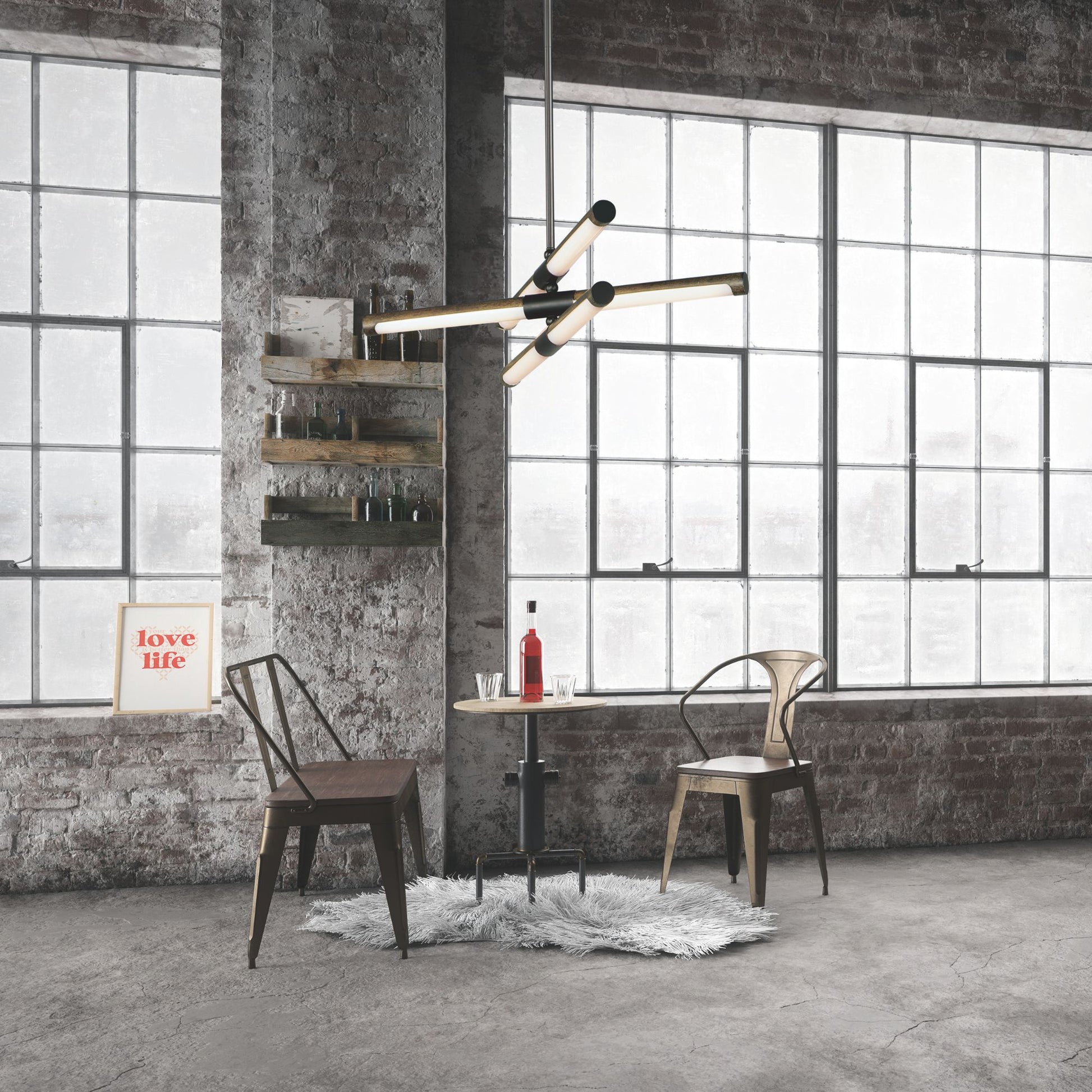 ET2 Lighting - Rollo 28" LED Pendant, Antique Pecan & Black Finish | Bees Lighting