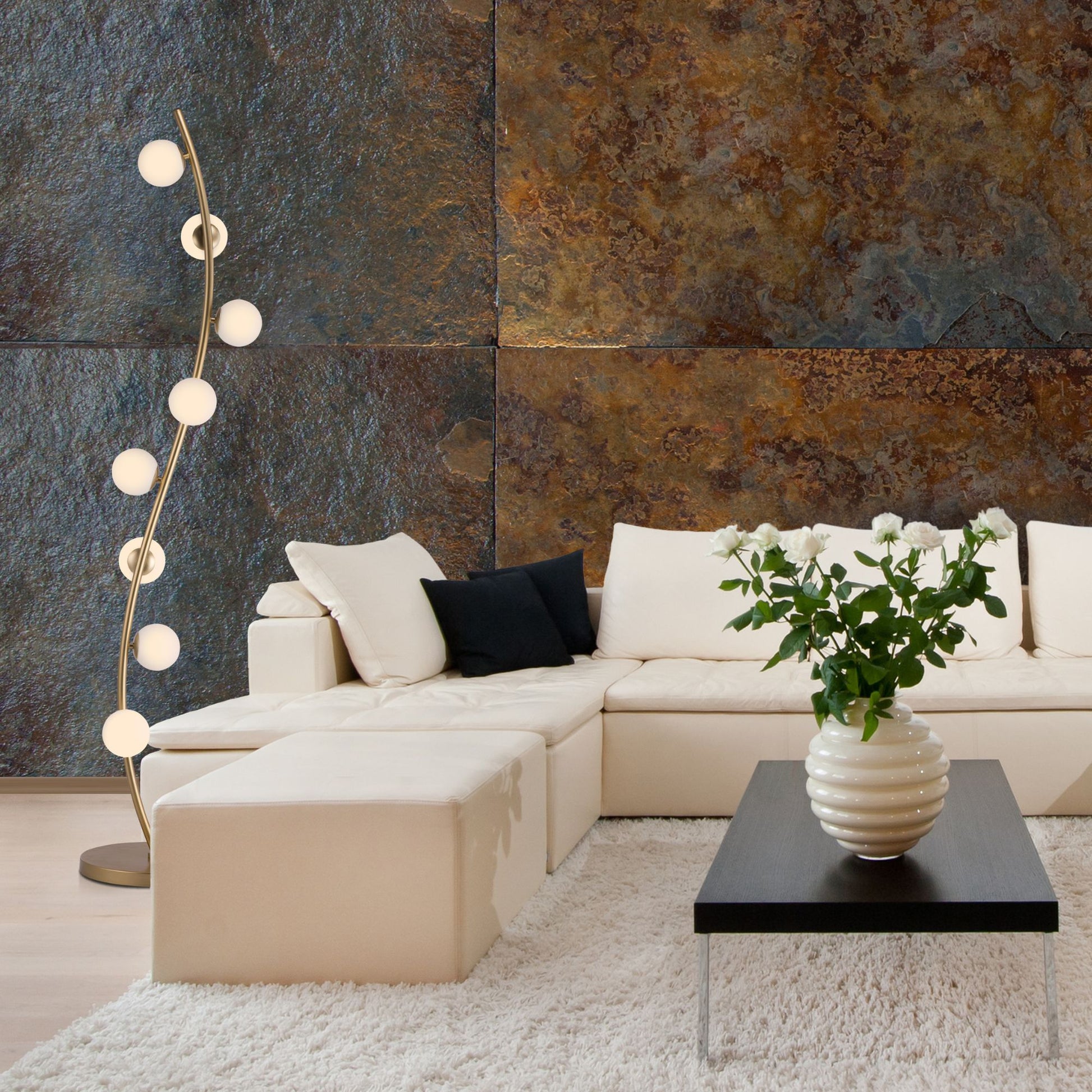 ET2 Lighting - Rover LED Floor Lamp, Metallic Gold Finish | Bees Lighting