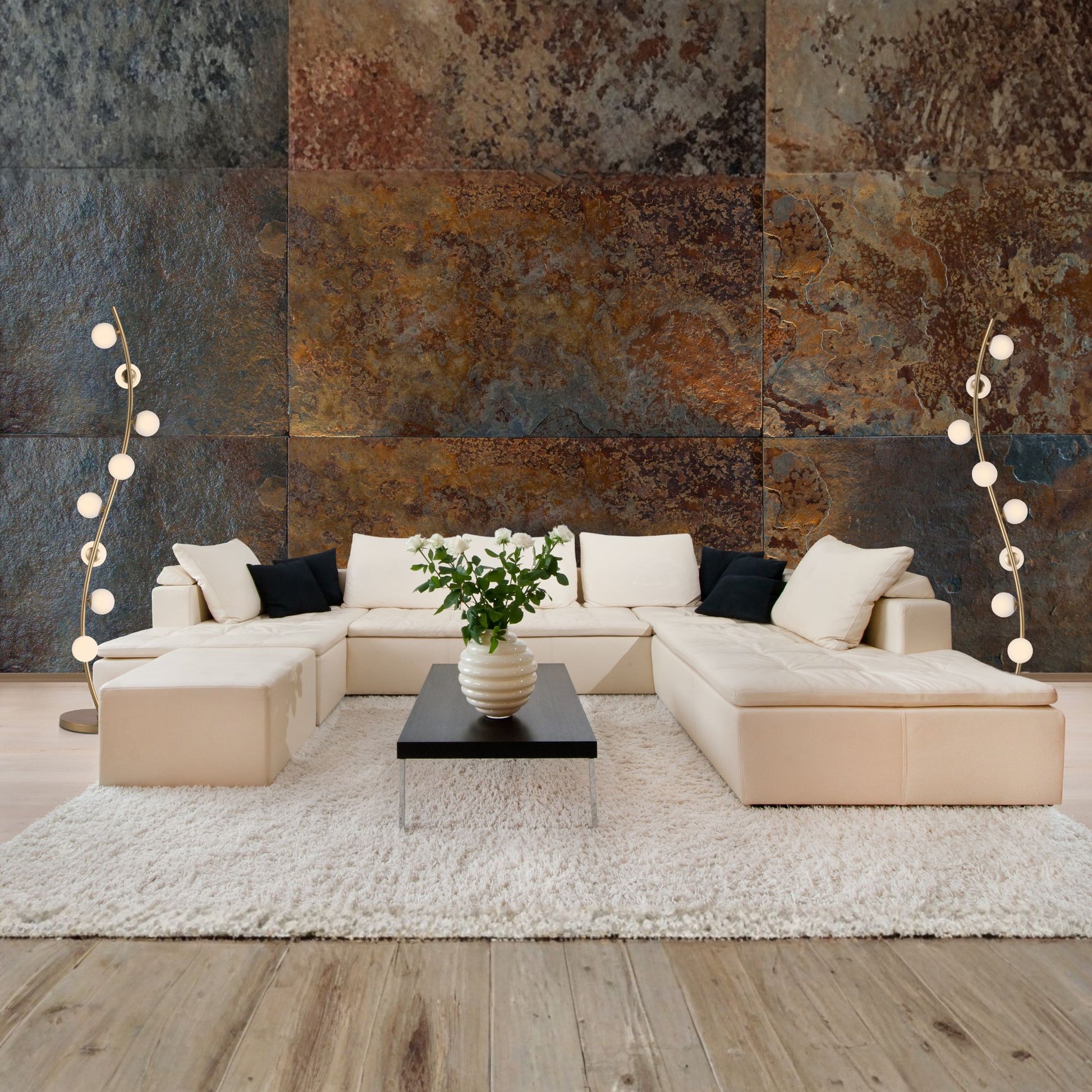 ET2 Lighting - Rover LED Floor Lamp, Metallic Gold Finish | Bees Lighting