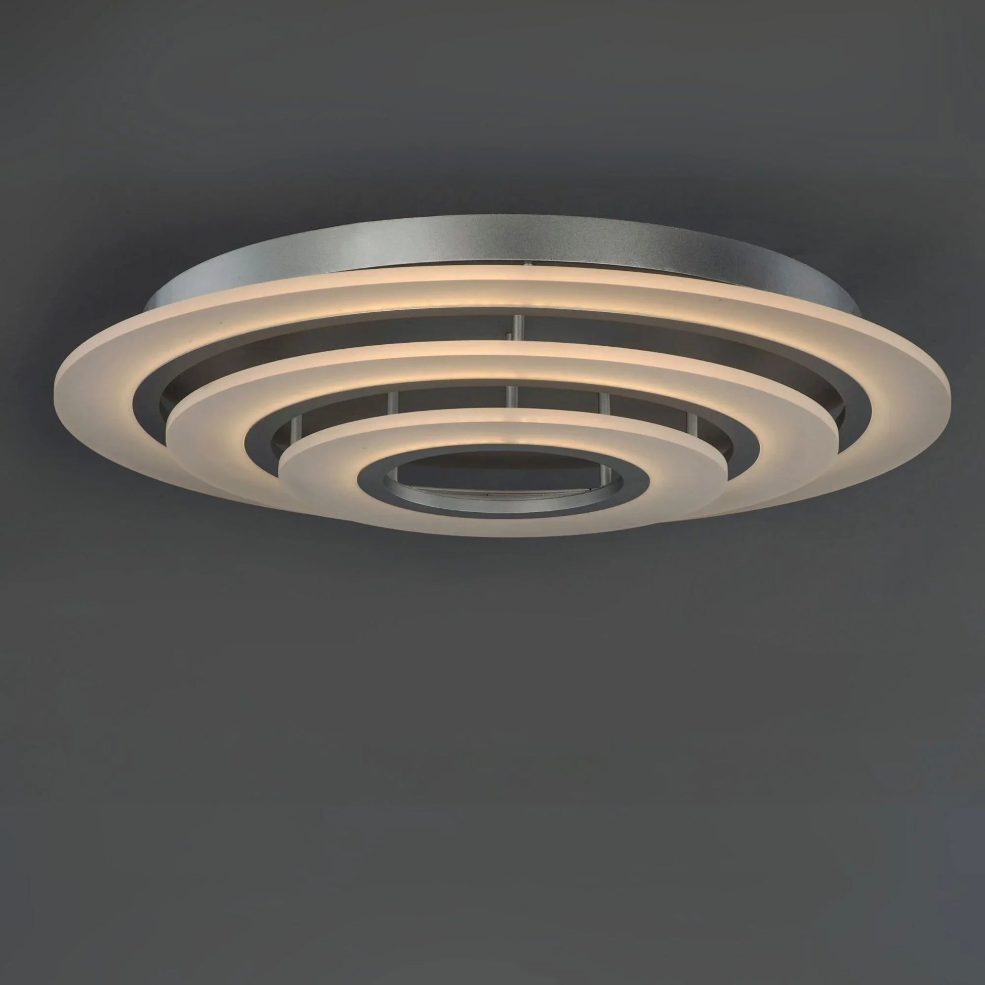 ET2 Lighting - Saturn II 32" 3-Light LED Flush Mount, Matte Silver Finish | Bees Lighting
