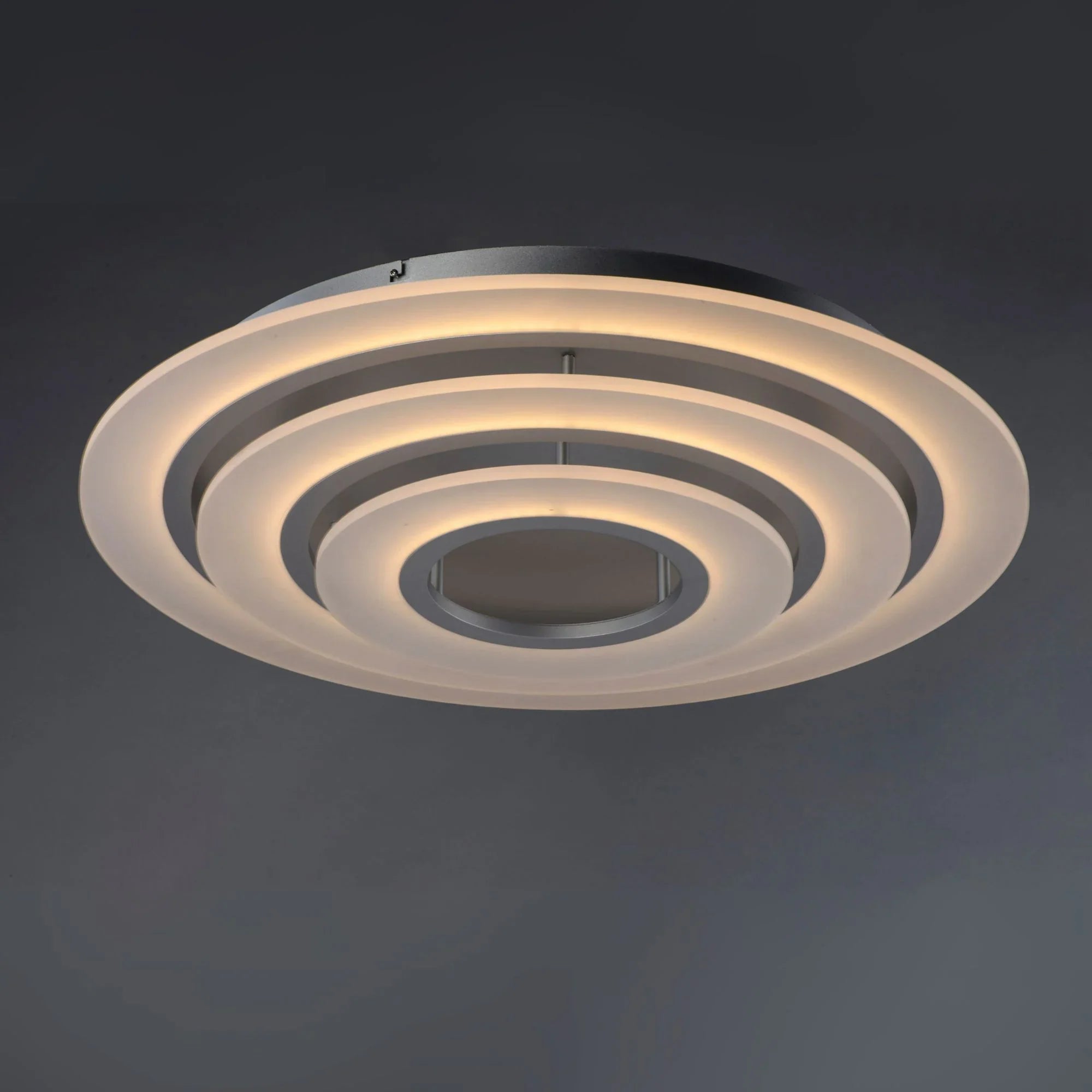 ET2 Lighting - Saturn II 32" 3-Light LED Flush Mount, Matte Silver Finish | Bees Lighting