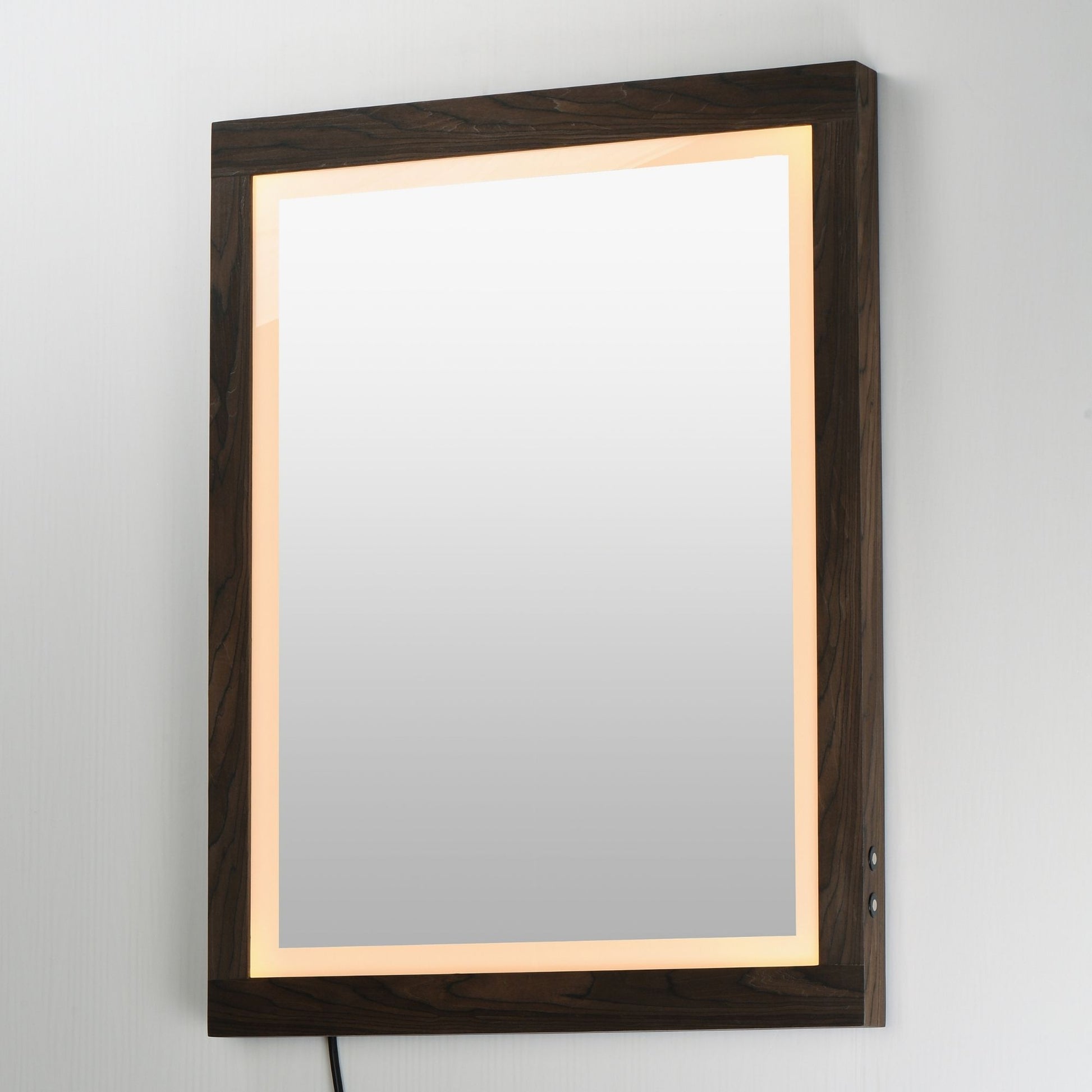 ET2 Lighting - Sawyer 24" x 32" Walnut Framed LED Mirror | Bees Lighting