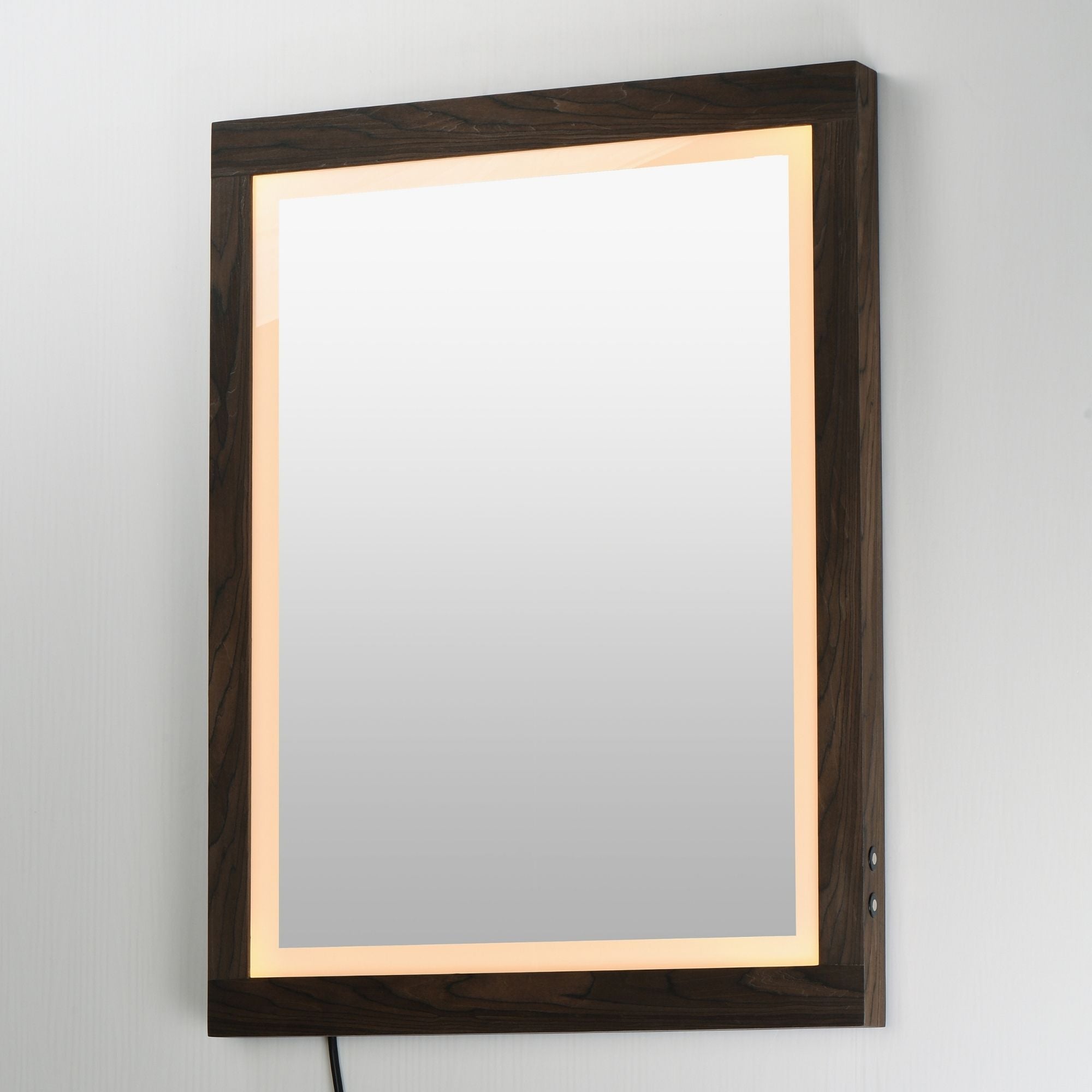 ET2 Lighting - Sawyer 24" x 32" Walnut Framed LED Mirror | Bees Lighting