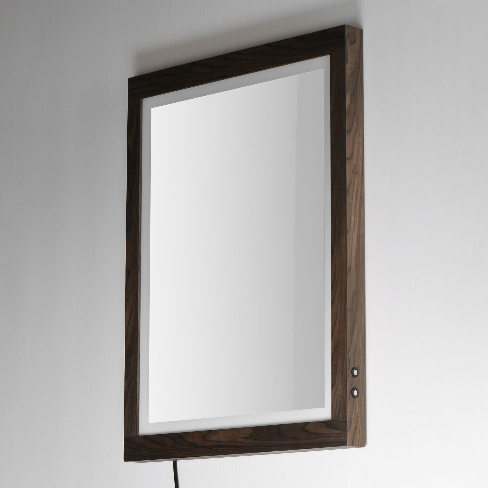 ET2 Lighting - Sawyer 24" x 32" Walnut Framed LED Mirror | Bees Lighting