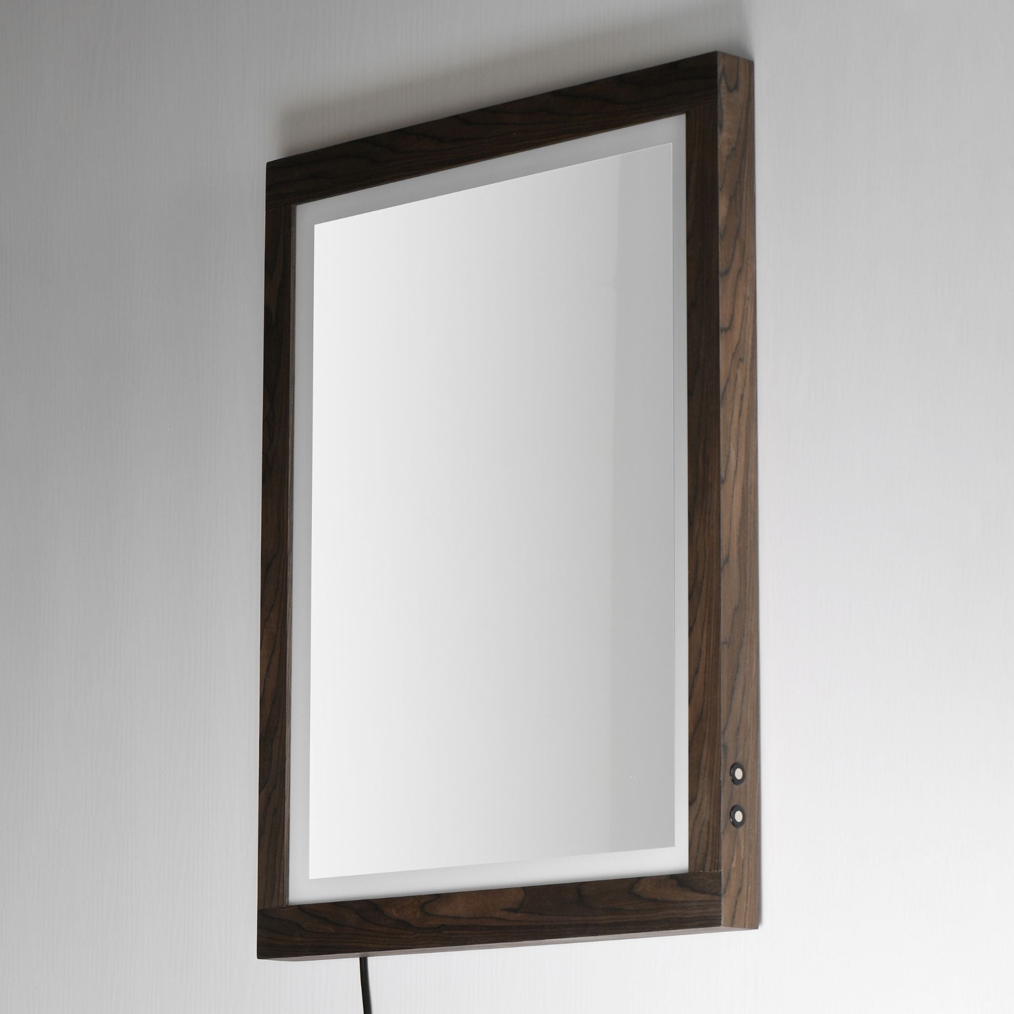ET2 Lighting - Sawyer 24" x 32" Walnut Framed LED Mirror | Bees Lighting