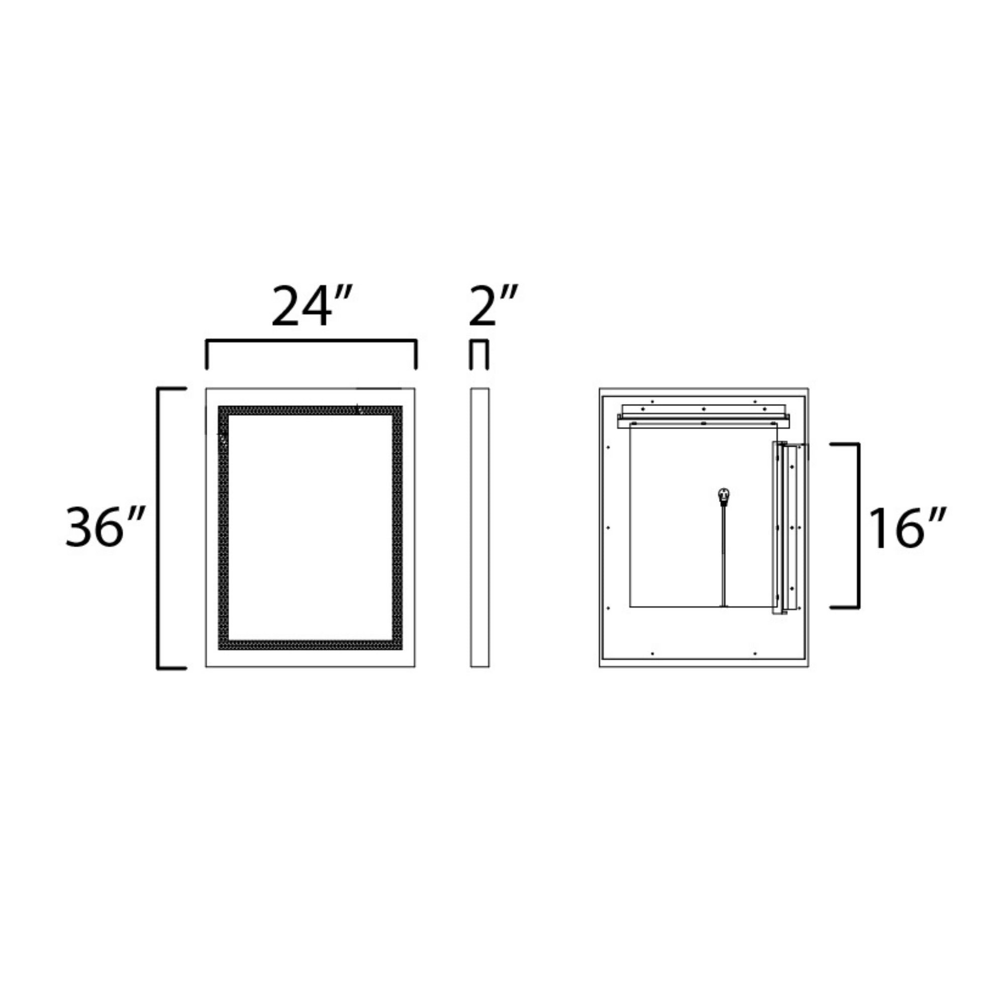 ET2 Lighting - Sawyer 24" x 32" Walnut Framed LED Mirror | Bees Lighting