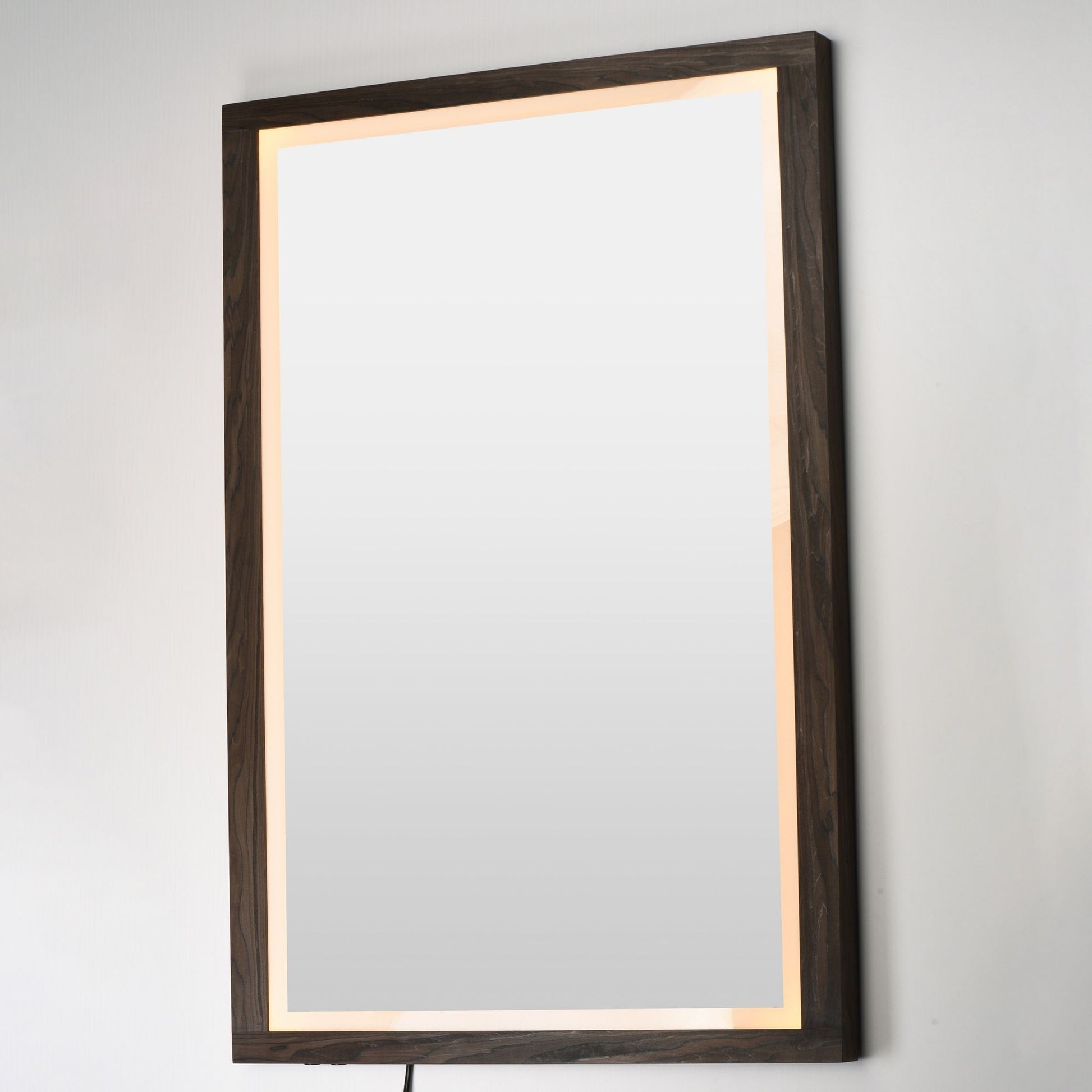 ET2 Lighting - Sawyer 48" x 32" Walnut Framed LED Mirror | Bees Lighting