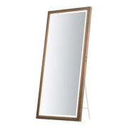 ET2 Lighting - Sawyer 68" x 32" Oak Framed LED Mirror with Kick Stand | Bees Lighting