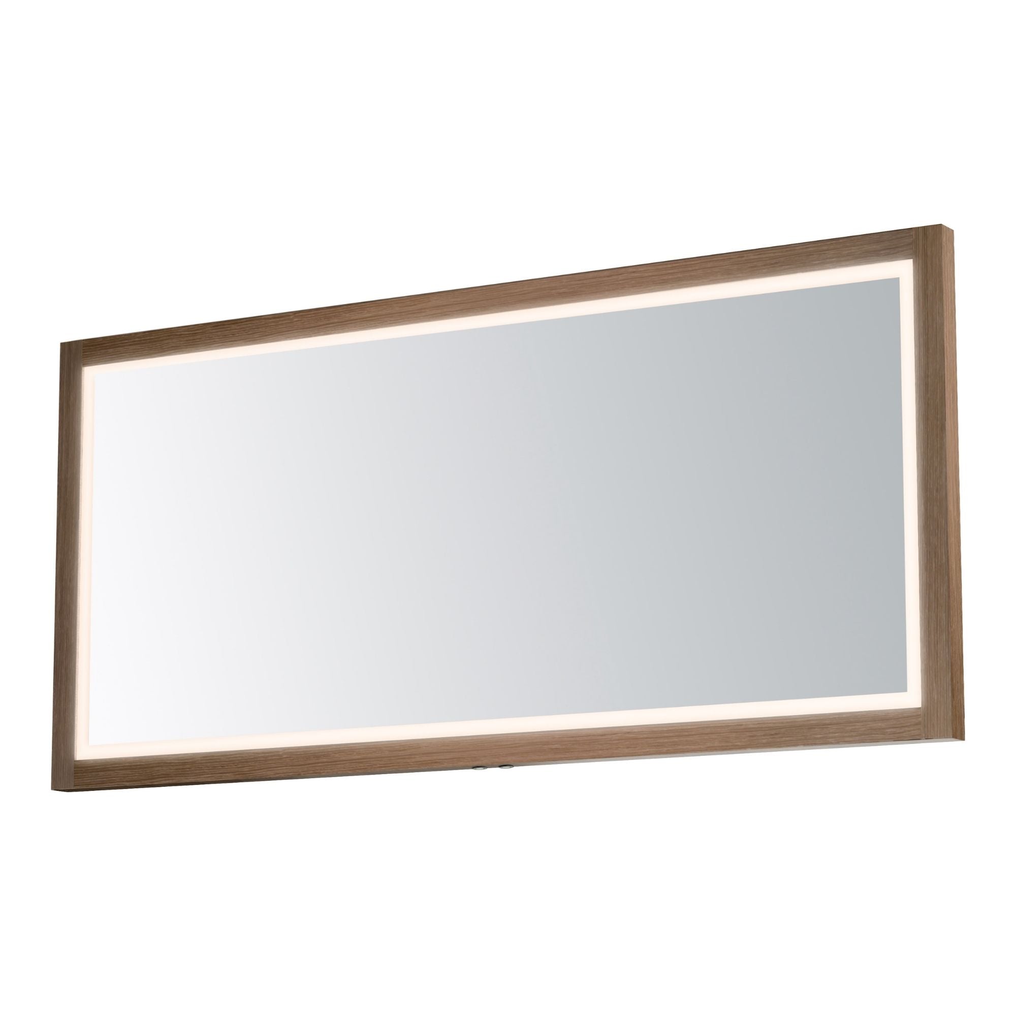 ET2 Lighting - Sawyer 68" x 32" Oak Framed LED Mirror with Kick Stand | Bees Lighting
