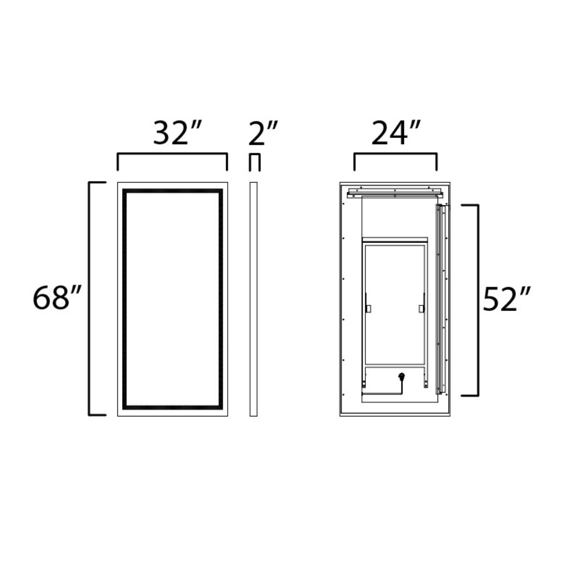 ET2 Lighting - Sawyer 68" x 32" Oak Framed LED Mirror with Kick Stand | Bees Lighting