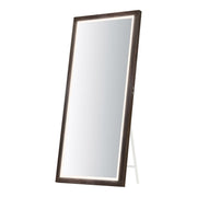 ET2 Lighting - Sawyer 68" x 32" Walnut Framed LED Mirror with Kick Stand | Bees Lighting