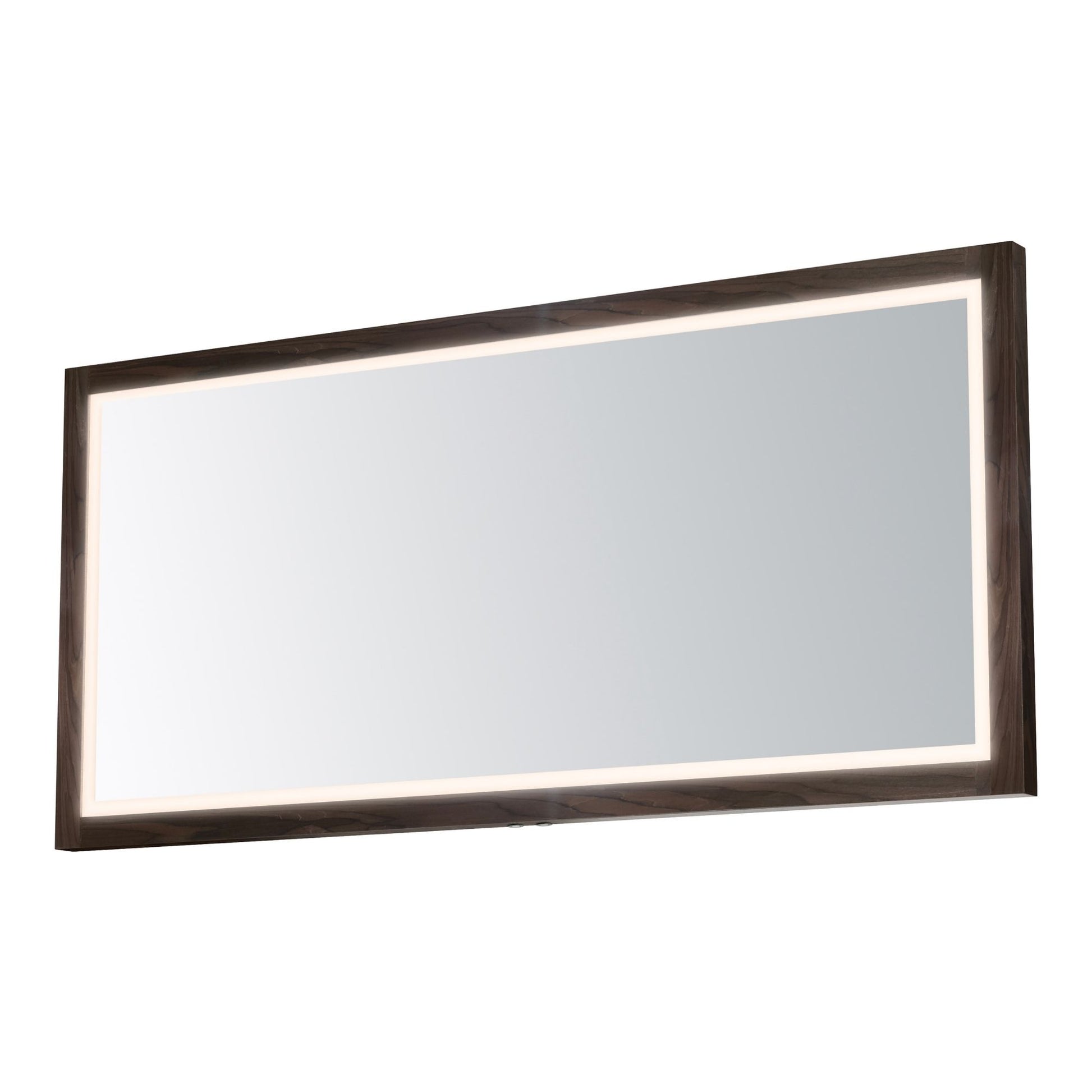 ET2 Lighting - Sawyer 68" x 32" Walnut Framed LED Mirror with Kick Stand | Bees Lighting