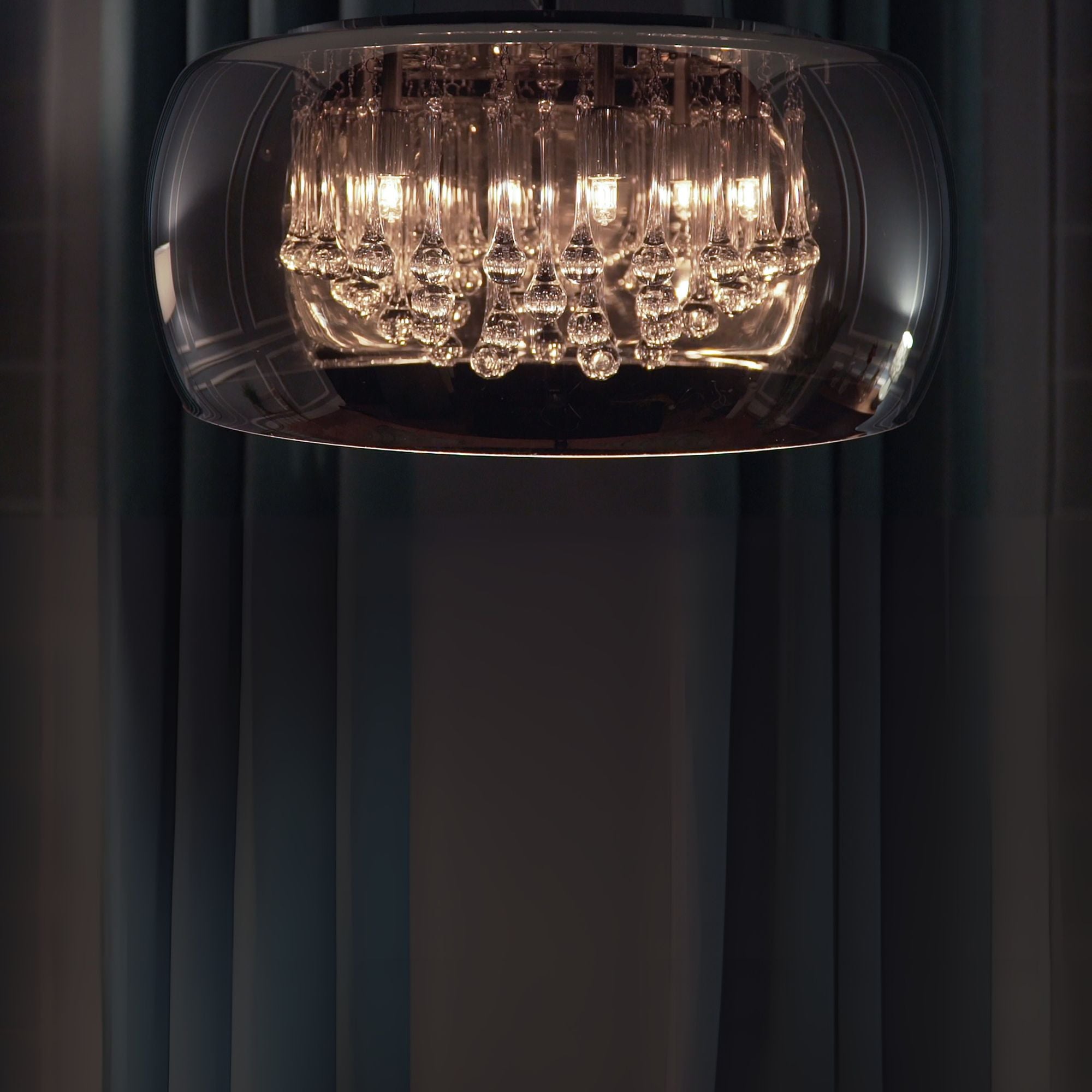 Sense 16" 5-Light LED Flush Mount, Polished Chrome Finish with Crystal Drops