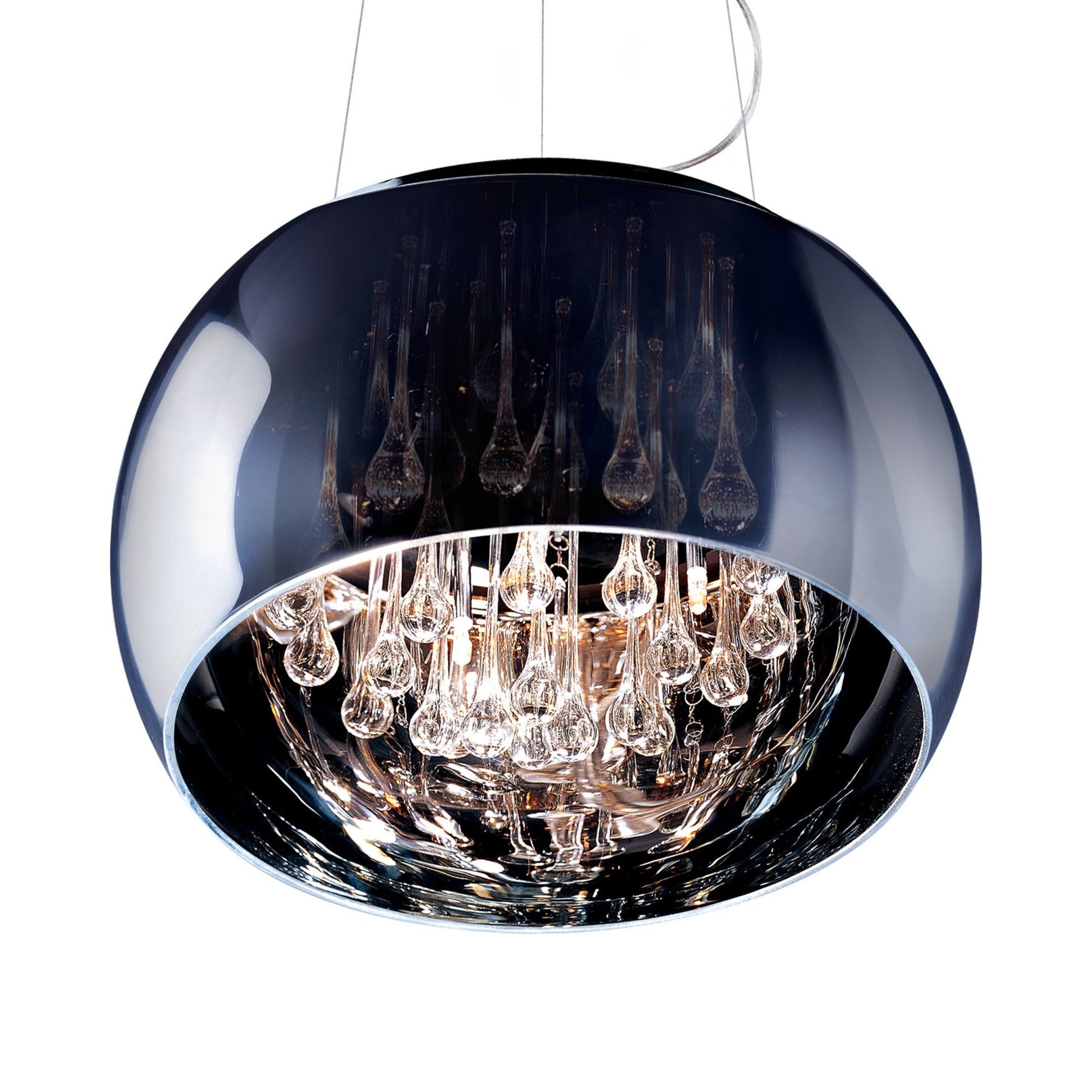 ET2 Lighting - Sense 20" 6-Light LED Pendant, Polished Chrome Finish with Crystal Drops | Bees Lighting