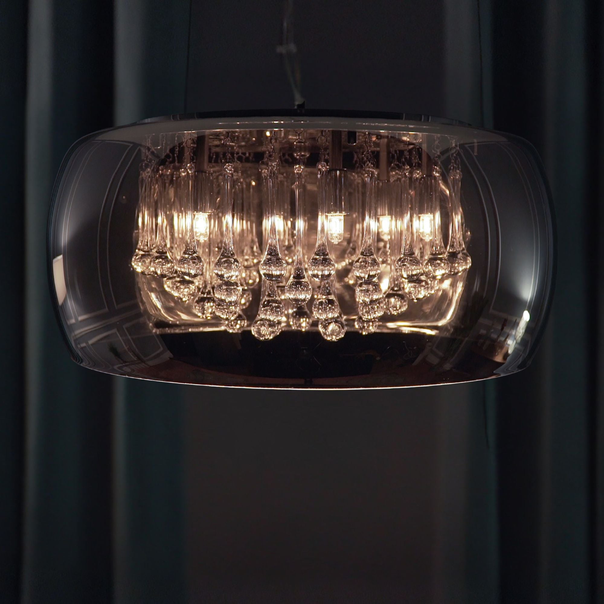 ET2 Lighting - Sense 20" 6-Light LED Pendant, Polished Chrome Finish with Crystal Drops | Bees Lighting