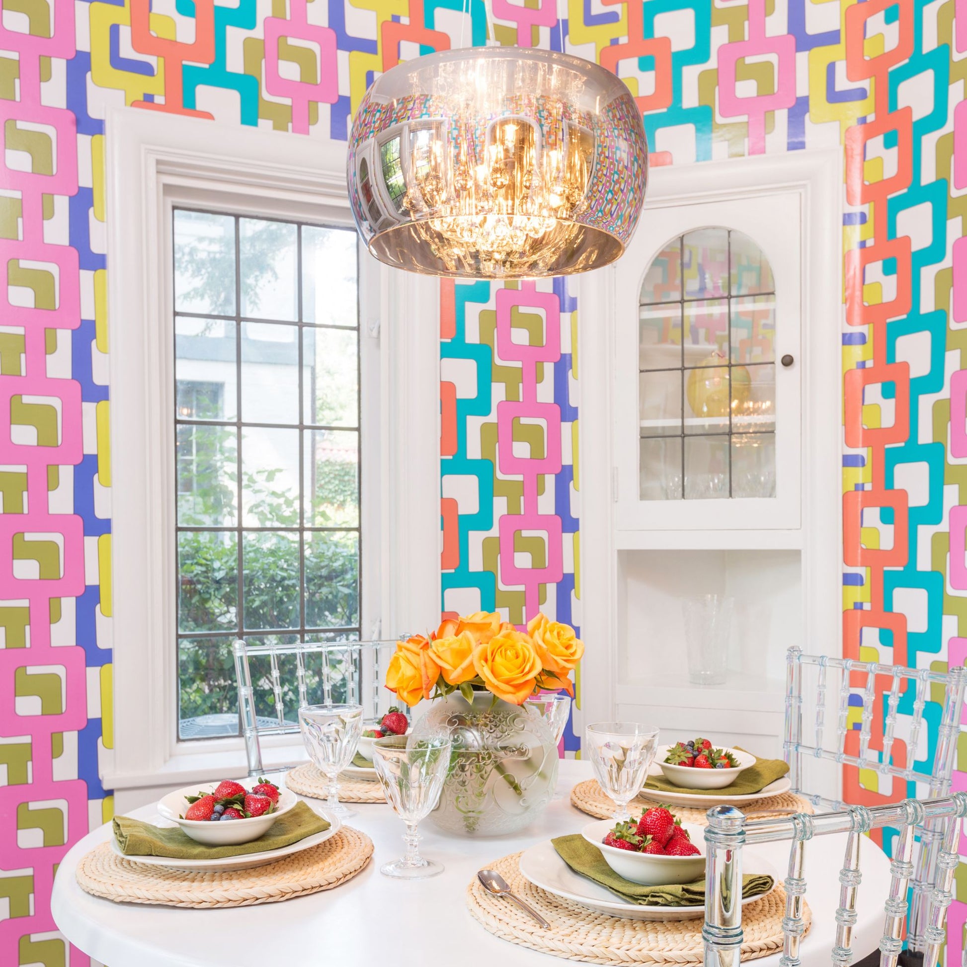 ET2 Lighting - Sense 20" 6-Light LED Pendant, Polished Chrome Finish with Crystal Drops | Bees Lighting