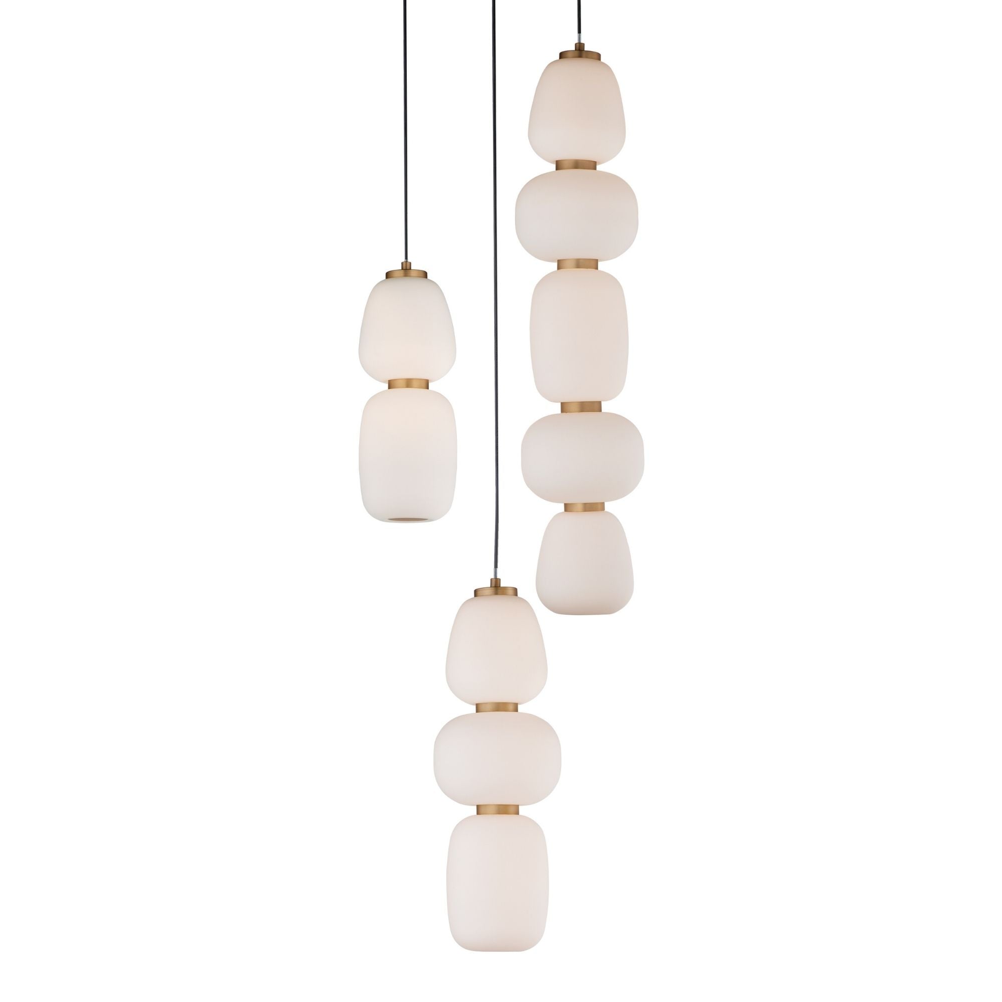 Soji 28" 3-Light LED Pendant, Black & Gold Finish