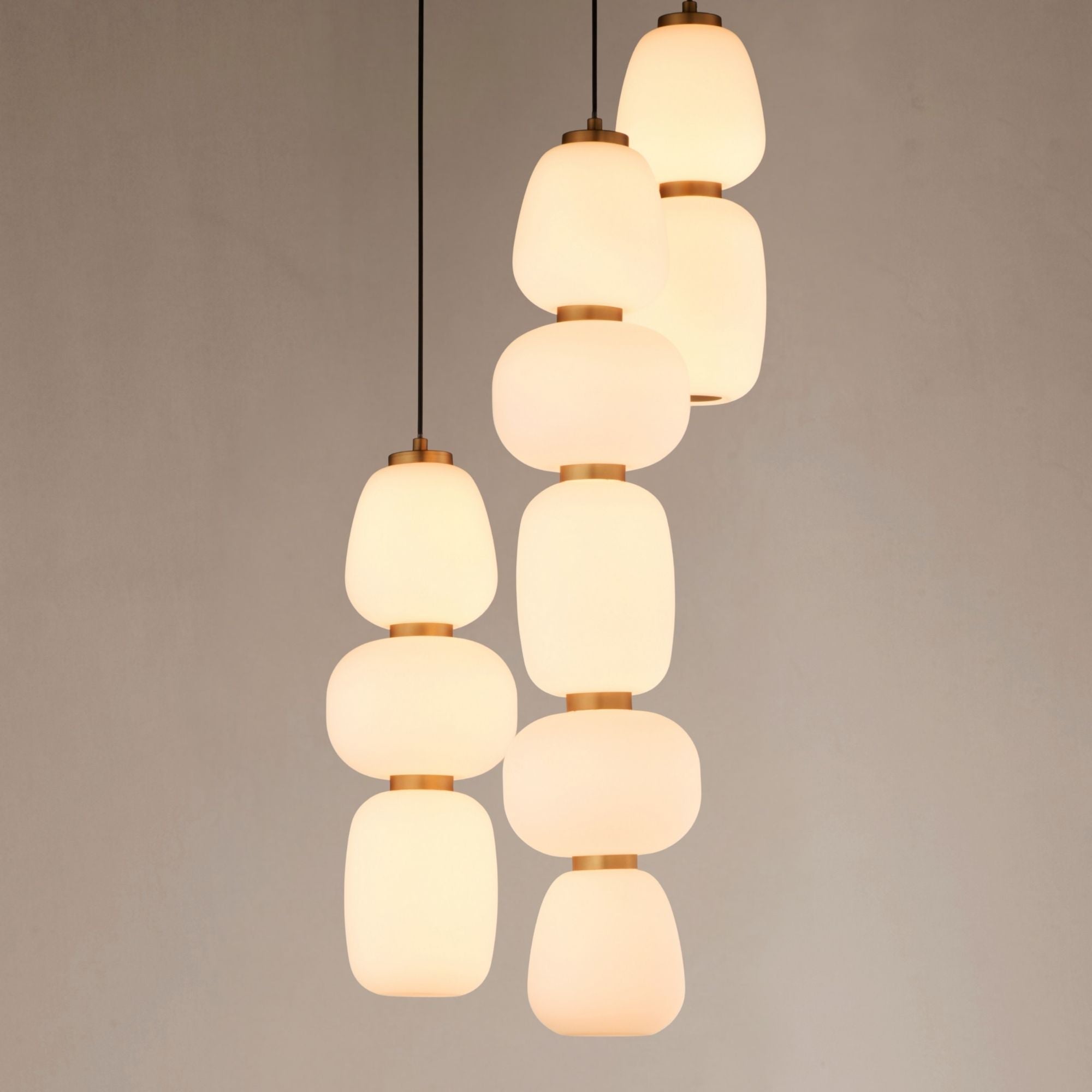 Soji 28" 3-Light LED Pendant, Black & Gold Finish