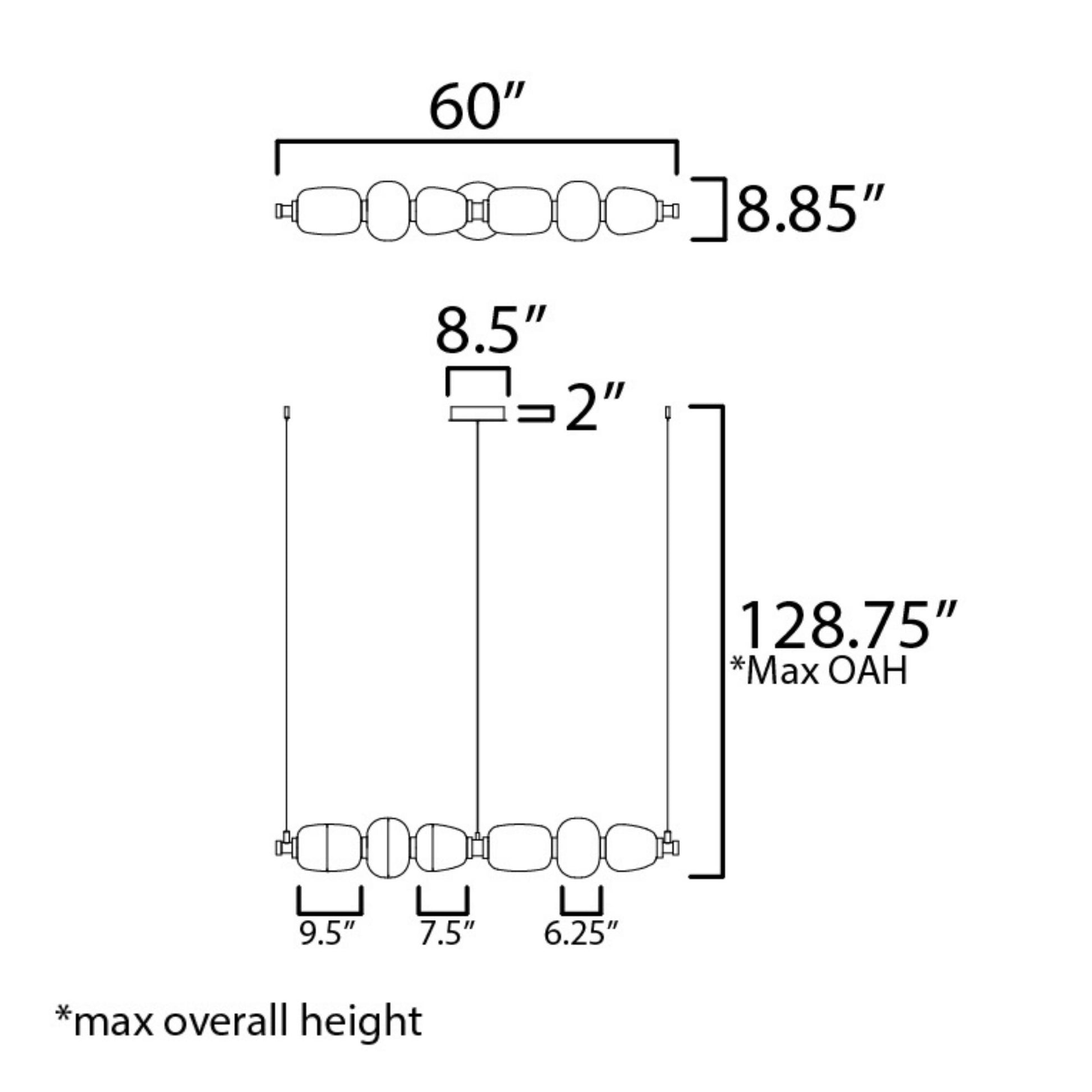 ET2 Lighting - Soji 60" LED Linear Pendant, Black & Gold Finish | Bees Lighting