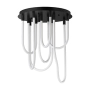 ET2 Lighting - Soleil 25" 7-Light LED Round Flush Mount Chandelier, Black Finish | Bees Lighting